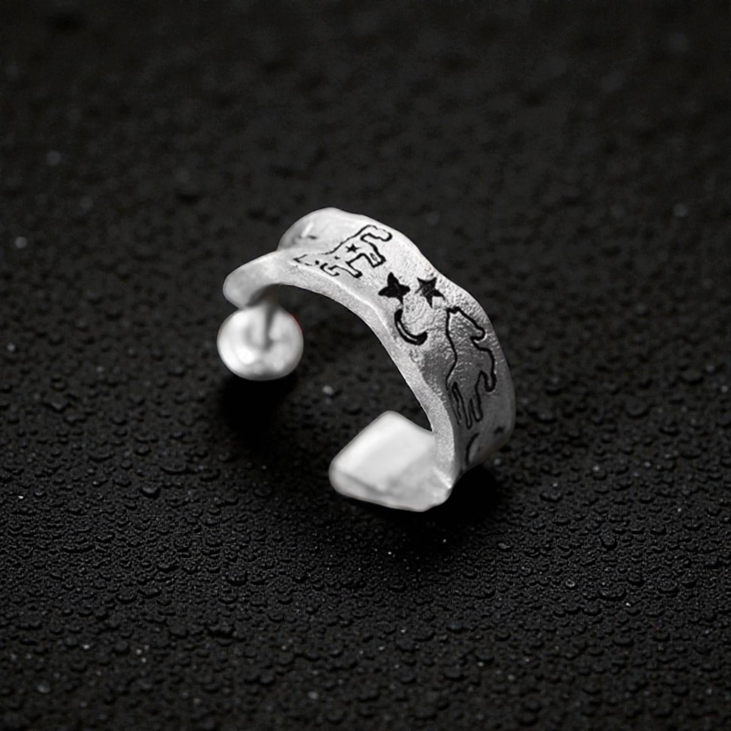 S999 Fine Silver Vintage Dream Horse Hoop Stud Earring