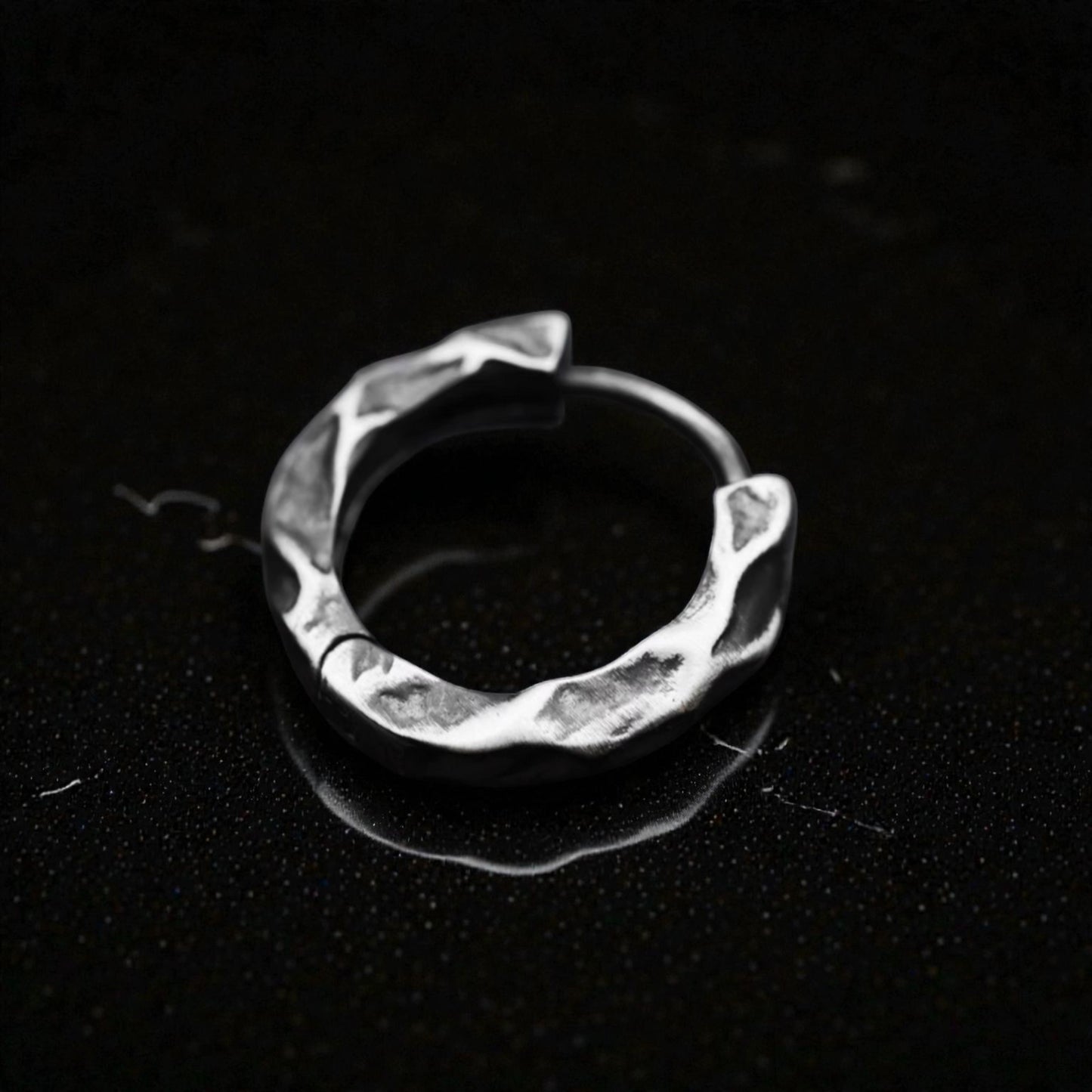 S999 Fine Silver Vintage Hammered Minimal Men Women Hoop Earrings