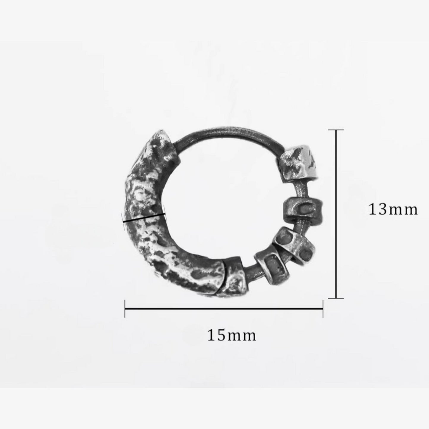 S999 Fine Silver Vintage Textured Hoop Unisex Earrings
