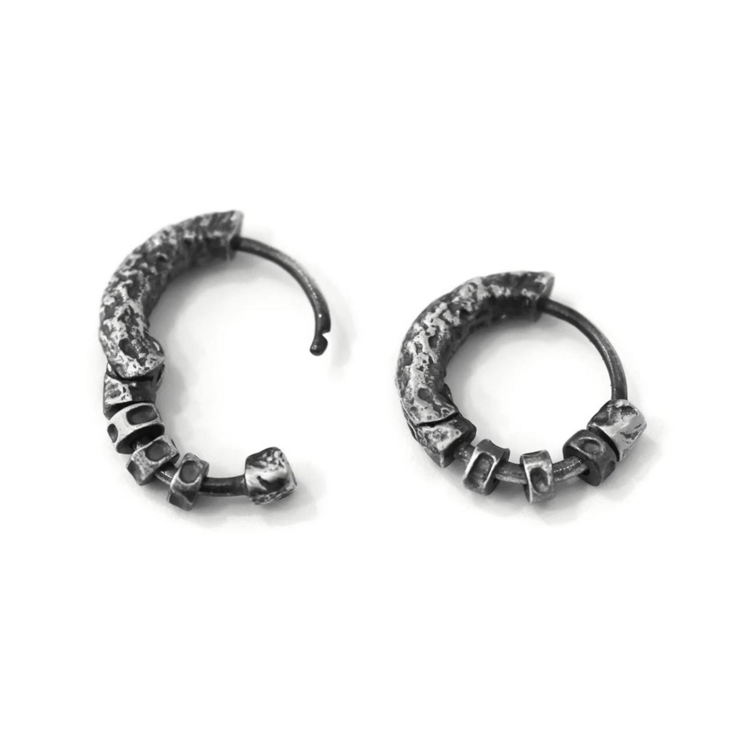 S999 Fine Silver Vintage Textured Hoop Unisex Earrings