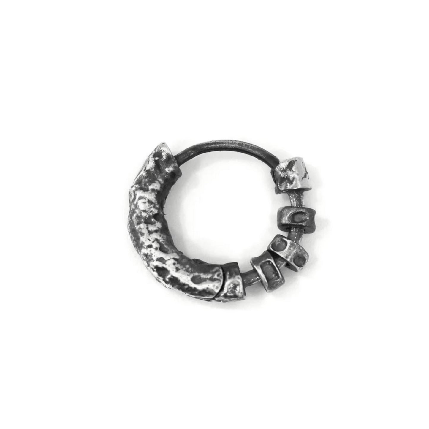 S999 Fine Silver Vintage Textured Hoop Unisex Earrings