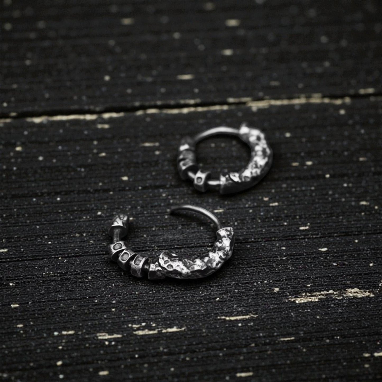 S999 Fine Silver Vintage Textured Hoop Unisex Earrings