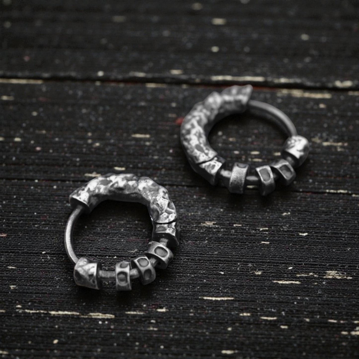 S999 Fine Silver Vintage Textured Hoop Unisex Earrings