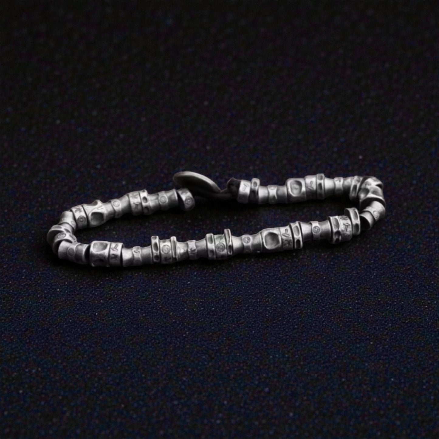 S999 Fine Silver Vintage Beads Unisex Peace and Joy Chinese Bracelet