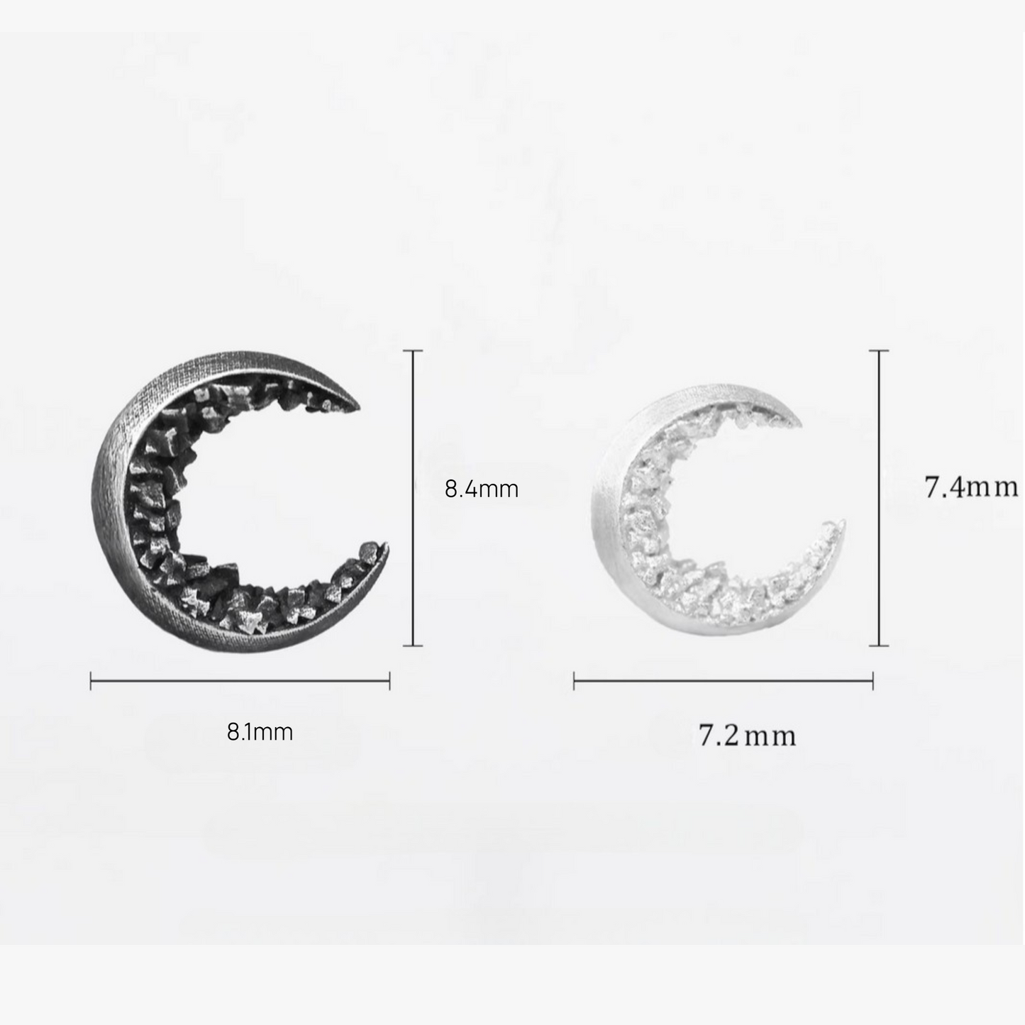 S999 Fine Silver Black & White Moon Couple Stud Earrings