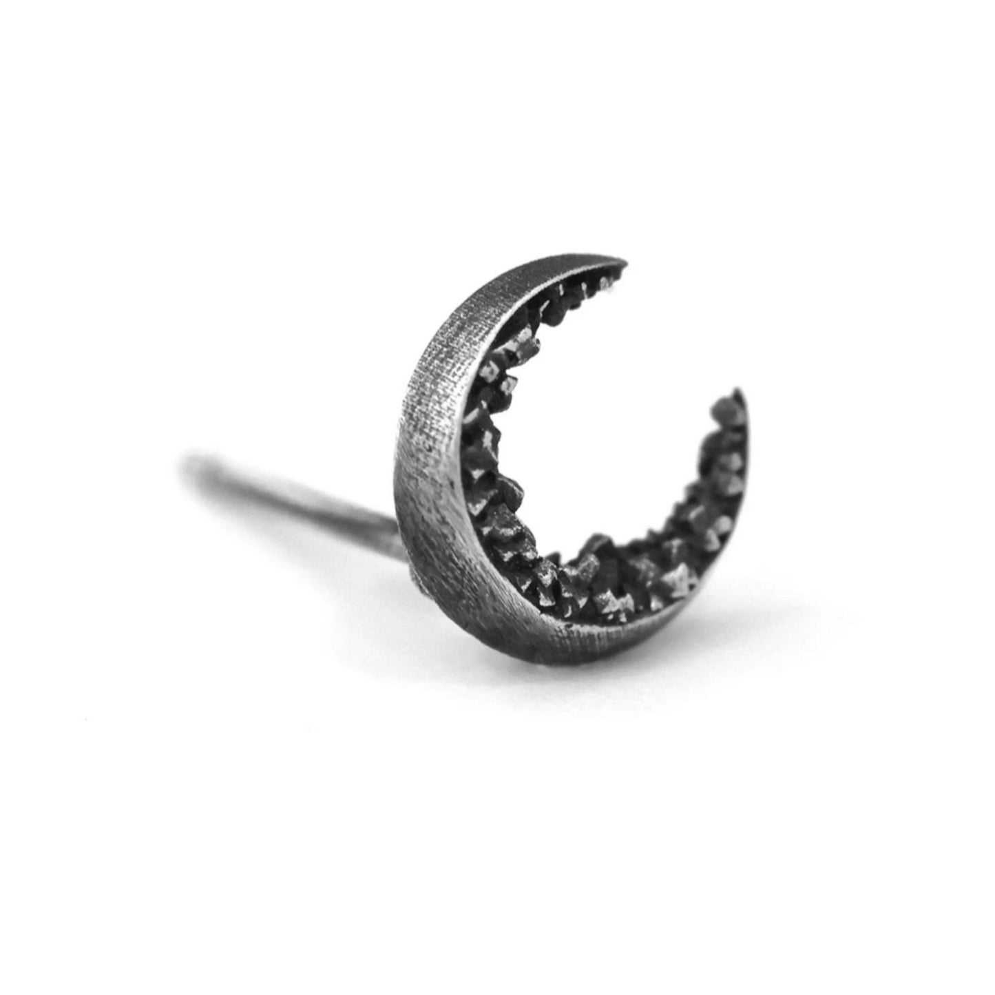 S999 Fine Silver Black & White Moon Couple Stud Earrings