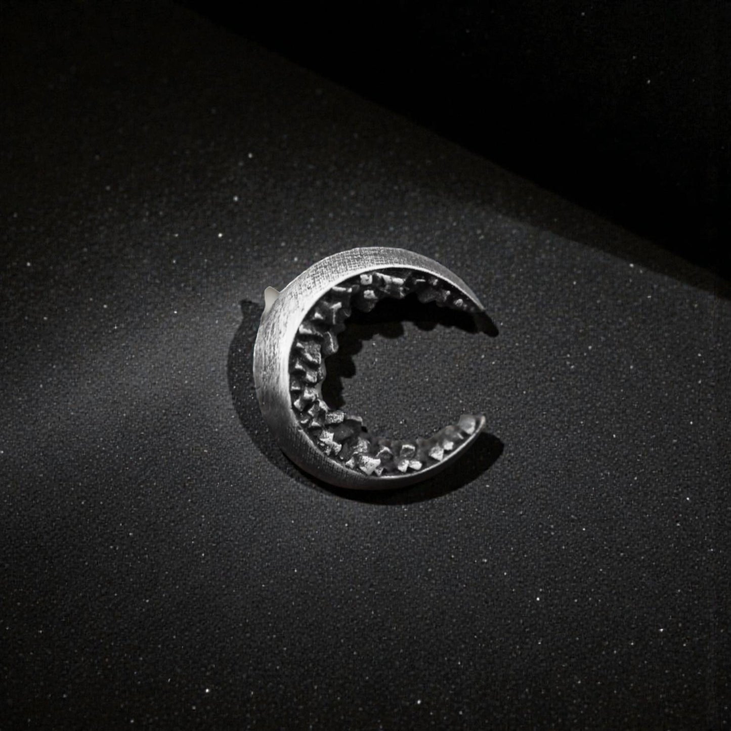 S999 Fine Silver Black & White Moon Couple Stud Earrings