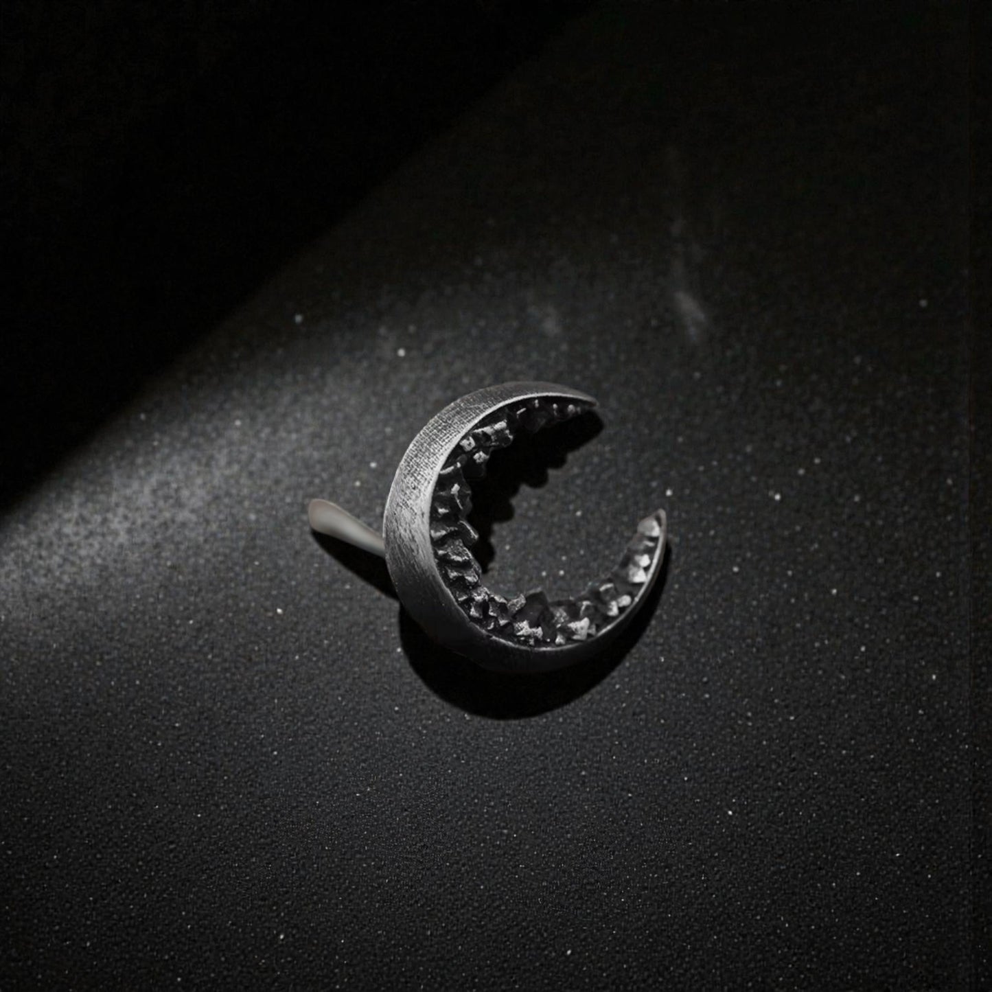 S999 Fine Silver Black & White Moon Couple Stud Earrings
