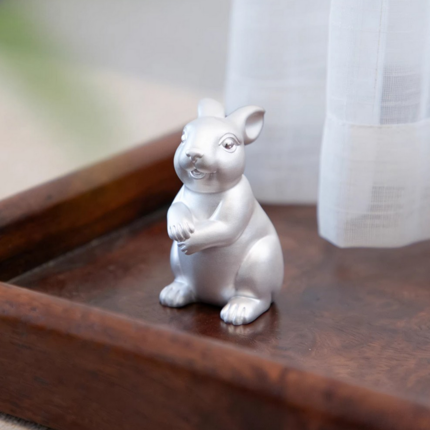 Handcrafted 999 Fine Silver Rabbit Bunny Tea Table Ornament