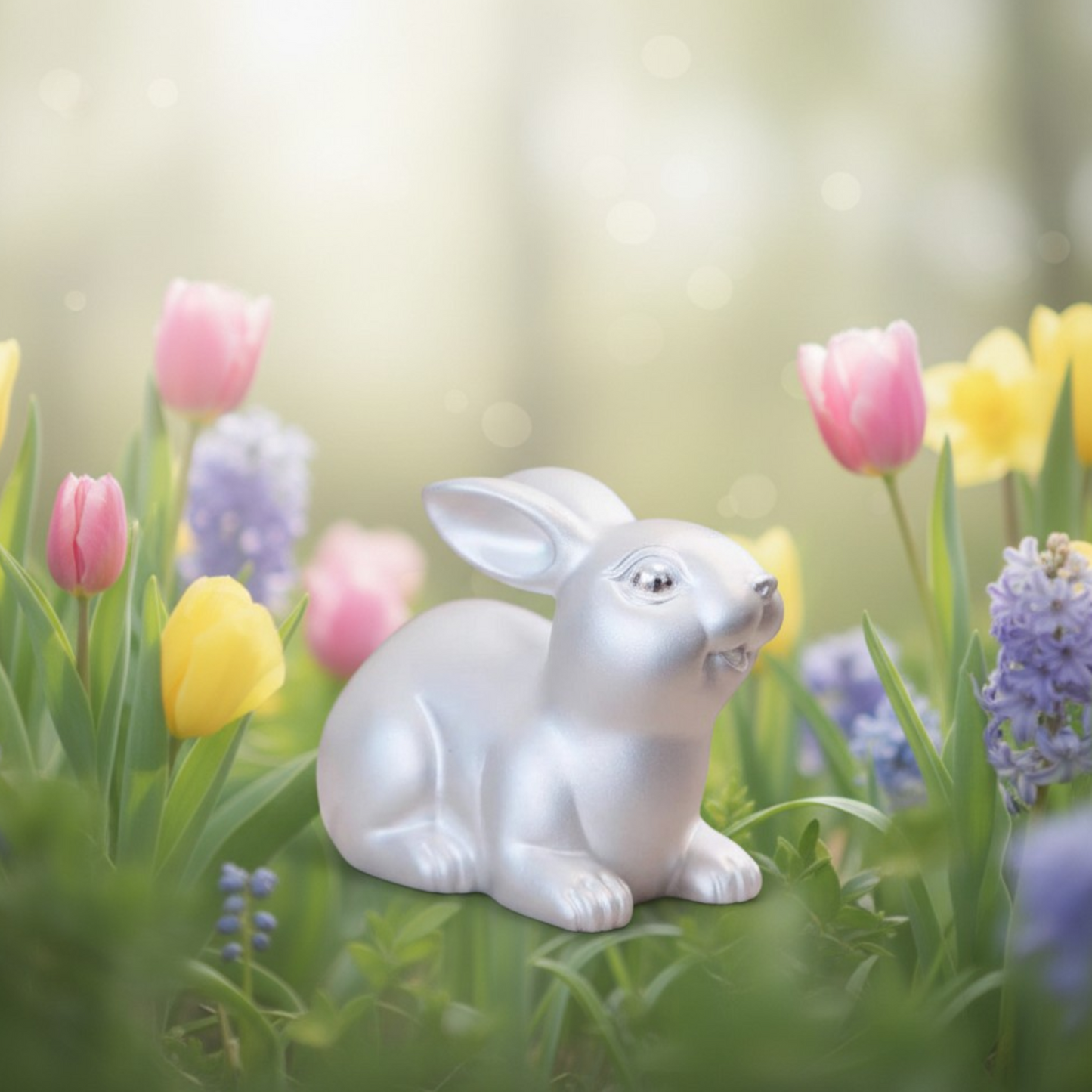 Handcrafted 999 Fine Silver Rabbit Bunny Tea Table Ornament