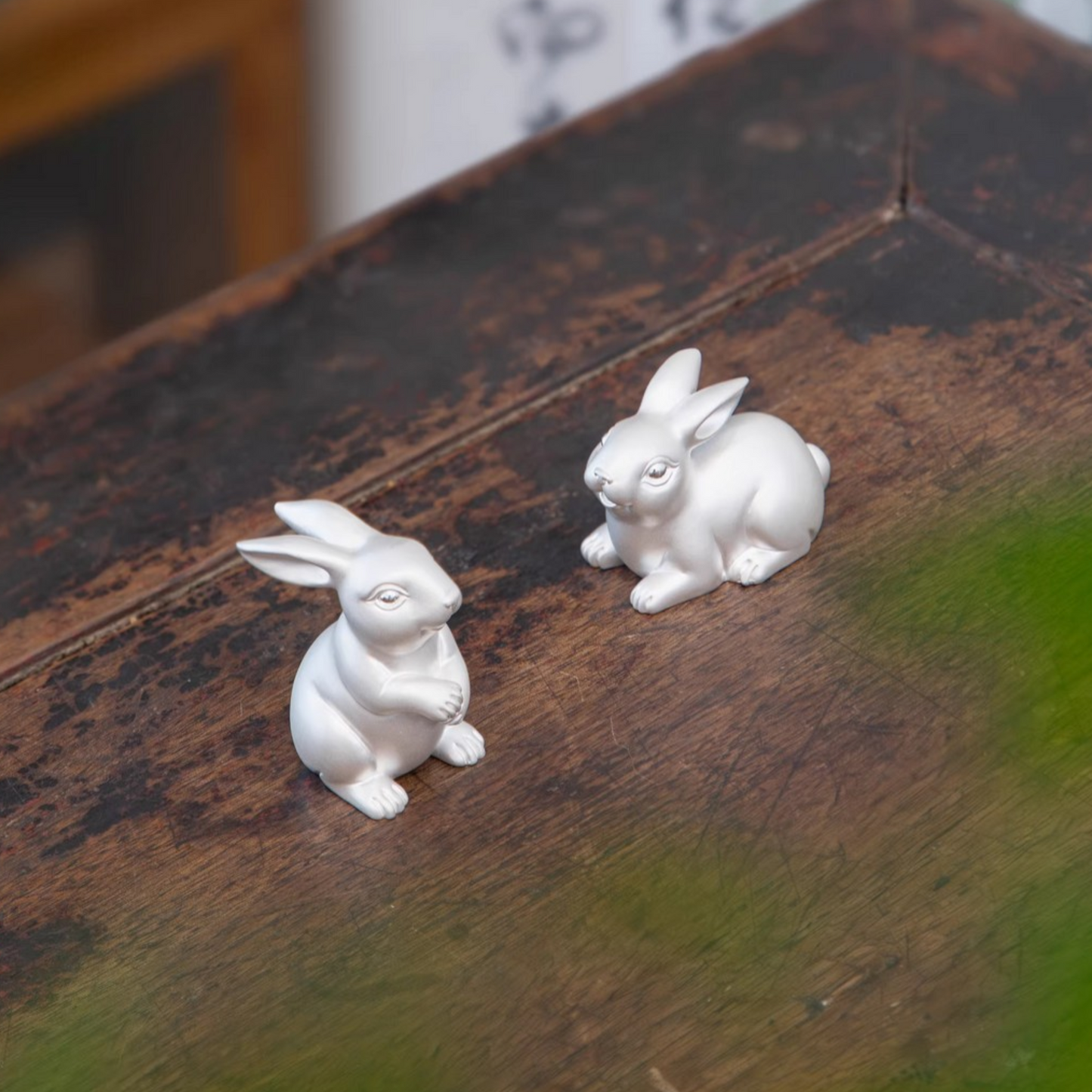 Handcrafted 999 Fine Silver Rabbit Bunny Tea Table Ornament