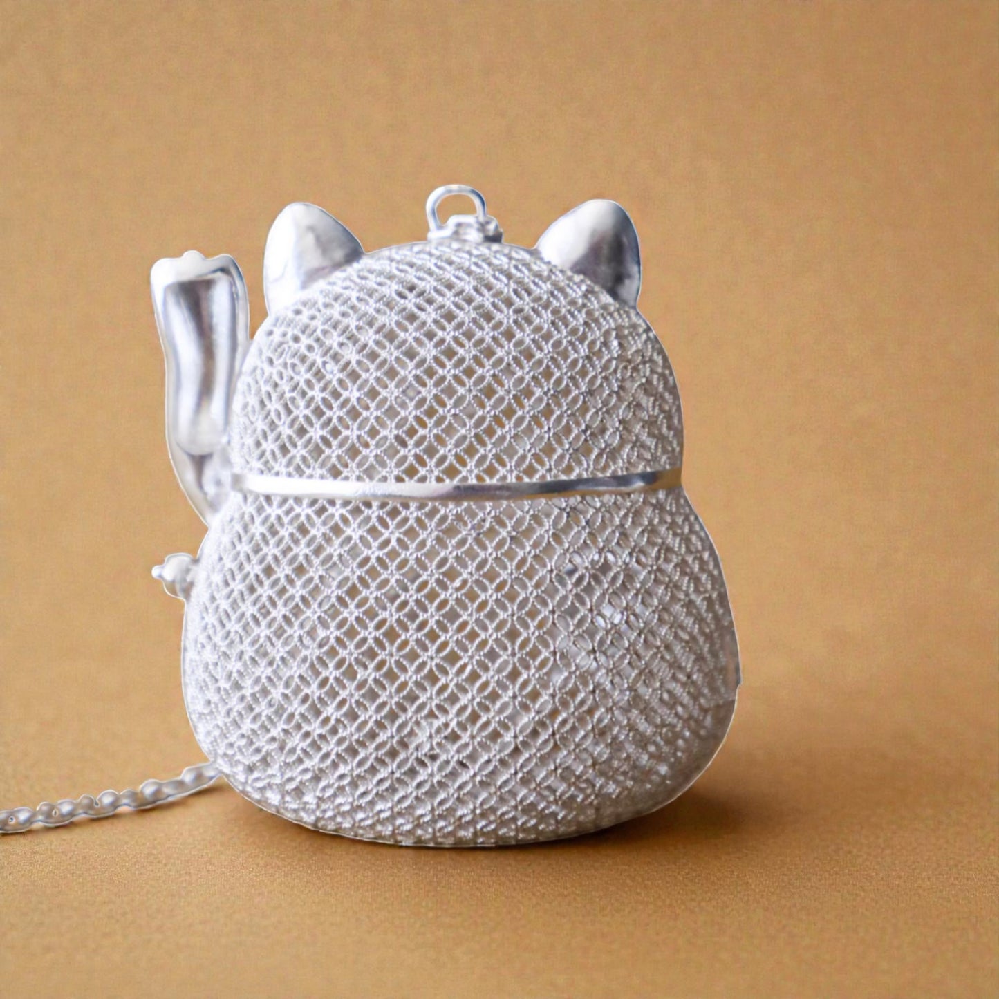 Fortune Cat 999 Fine Silver Tea Infuser Ball – Handmade Easy Loose Leaf Tea Brewer with Strainer