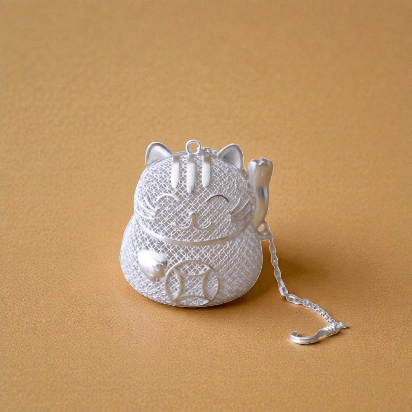 Fortune Cat 999 Fine Silver Tea Infuser Ball – Handmade Easy Loose Leaf Tea Brewer with Strainer