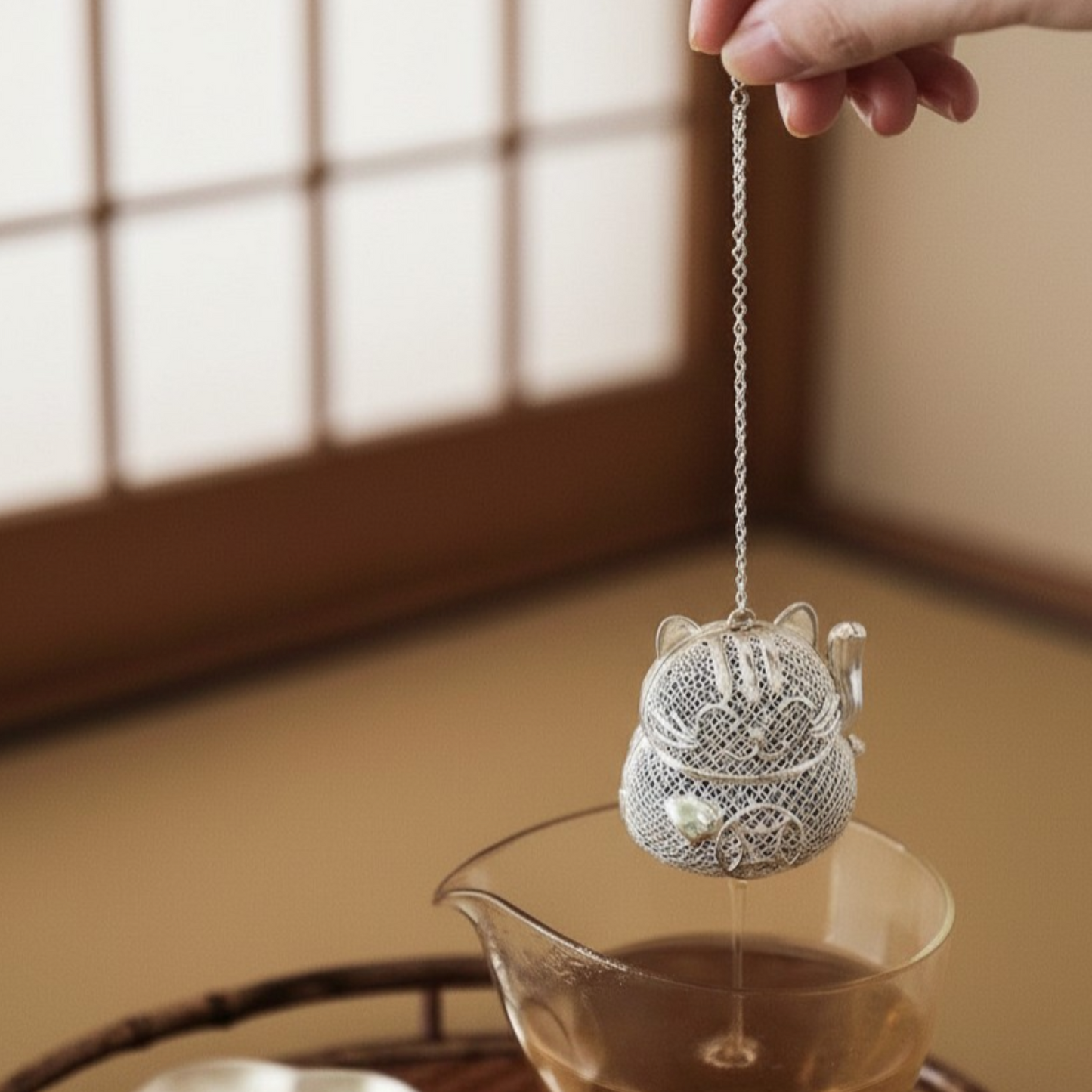 Fortune Cat 999 Fine Silver Tea Infuser Ball – Handmade Easy Loose Leaf Tea Brewer with Strainer