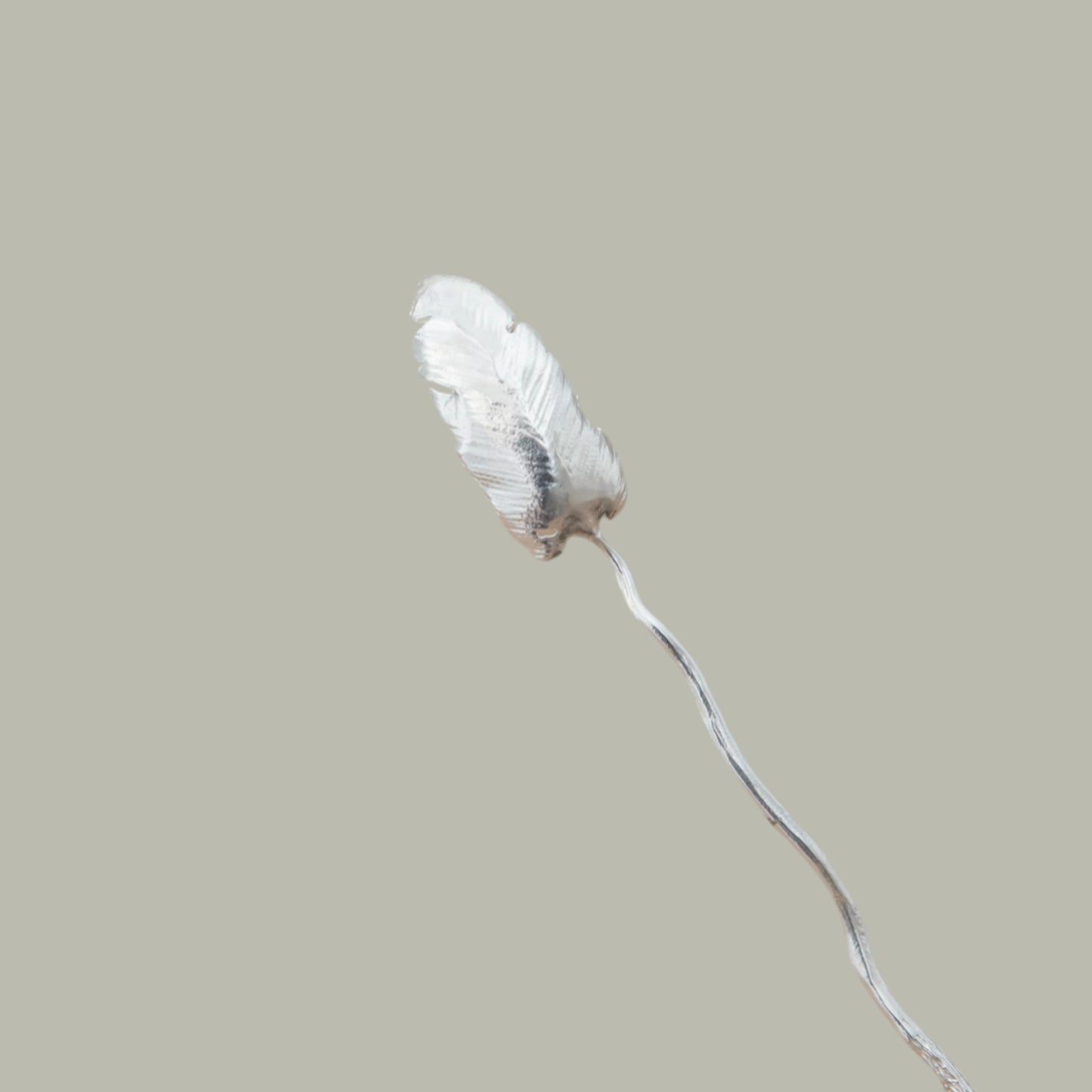 S999 Fine Silver Handcrafted Feather Tea Scoop Spoon