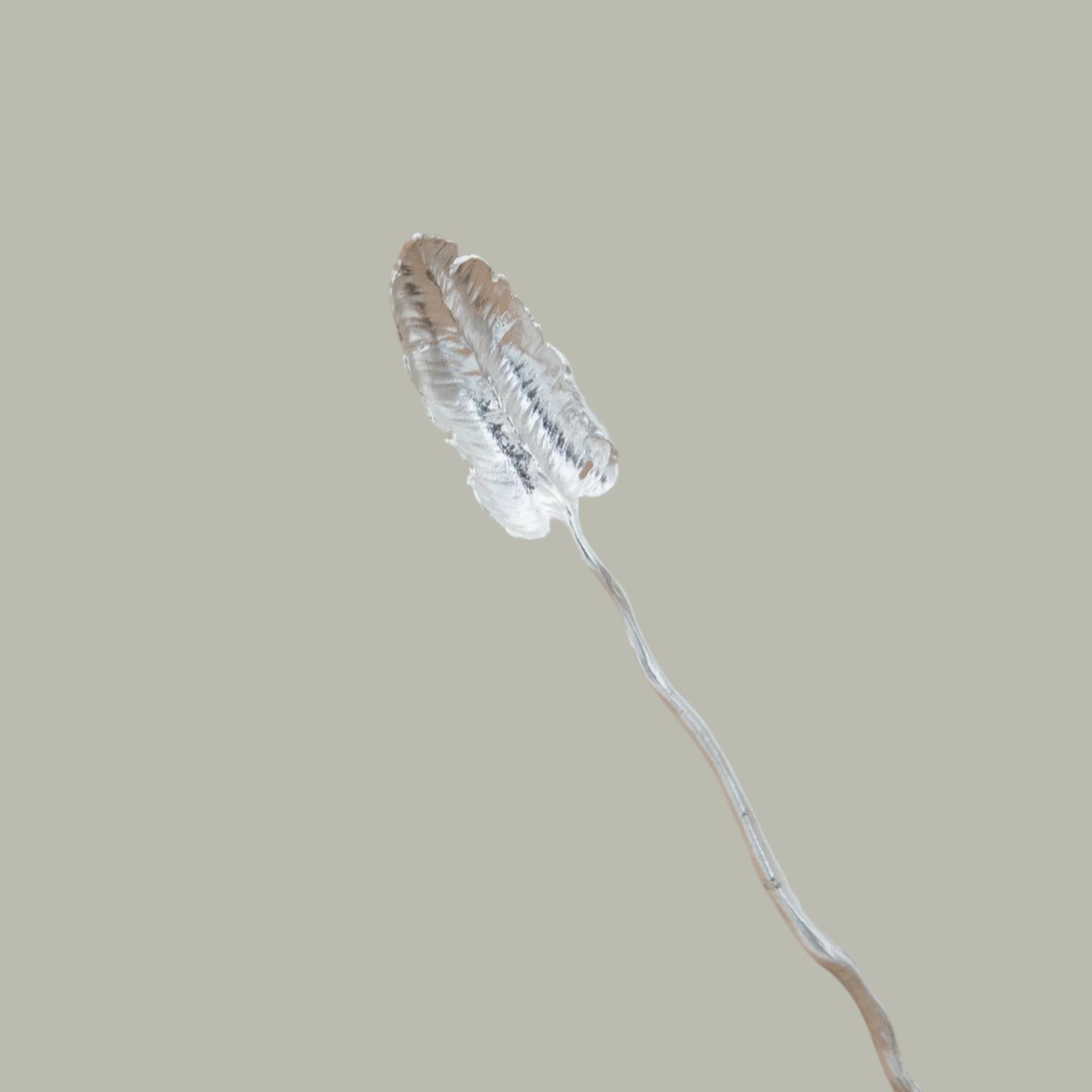S999 Fine Silver Handcrafted Feather Tea Scoop Spoon