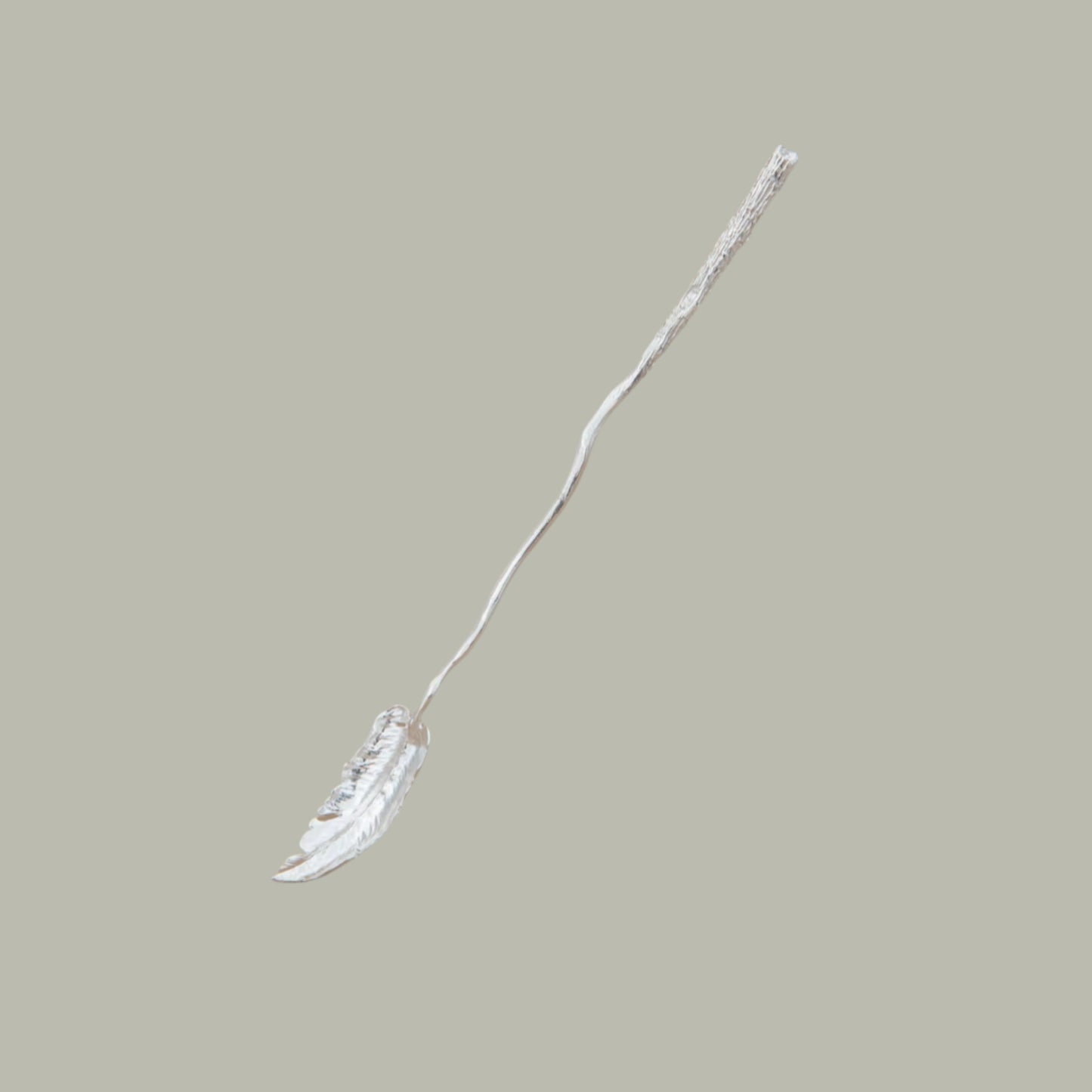 S999 Fine Silver Handcrafted Feather Tea Scoop Spoon