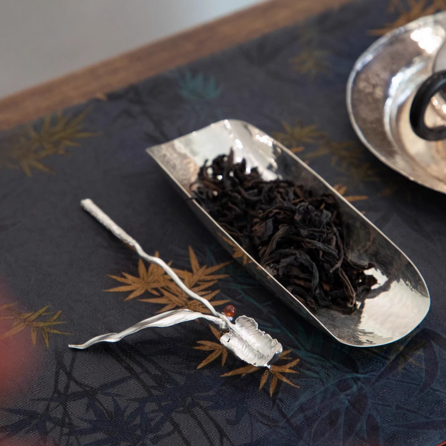 S999 Fine Silver Handcrafted Feather Tea Scoop Spoon