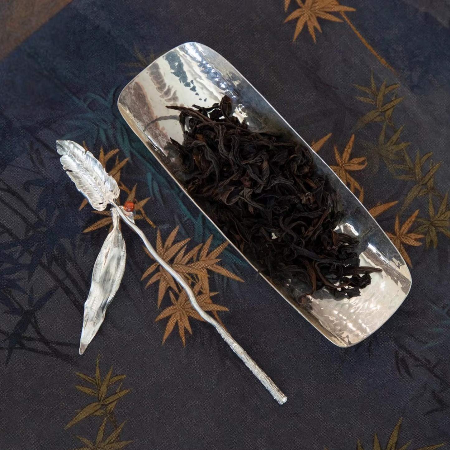 S999 Fine Silver Handcrafted Feather Tea Scoop Spoon