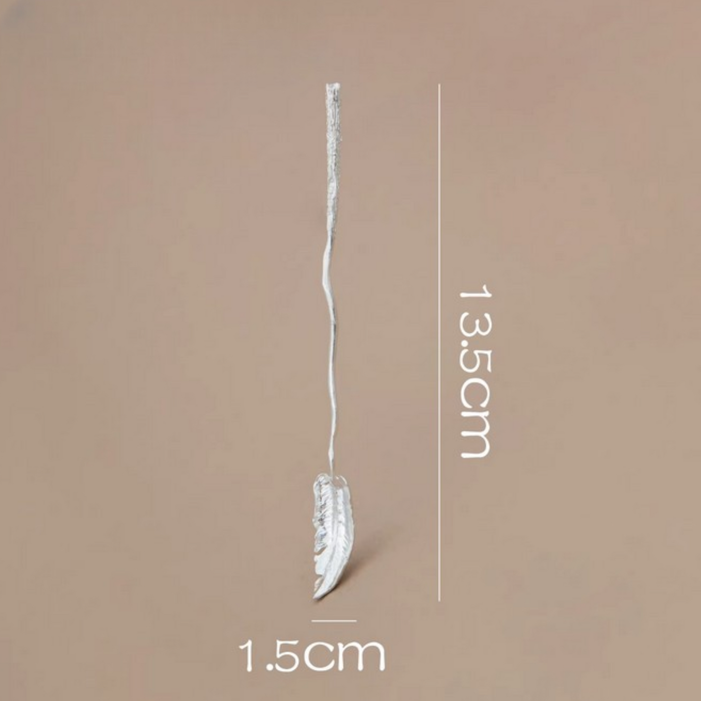 S999 Fine Silver Handcrafted Feather Tea Scoop Spoon