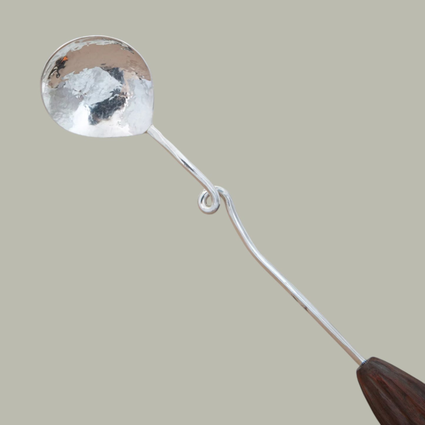 S999 Fine Silver Handcrafted Wooden Handle Tea Spoon Coffee Stirring Spoon