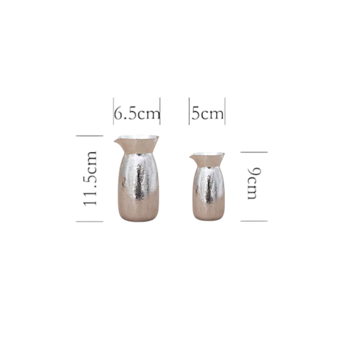 s999 Fine Silver Hammer Pattern Open Mouth Liquor Dispenser Sake Tea Handcrafted