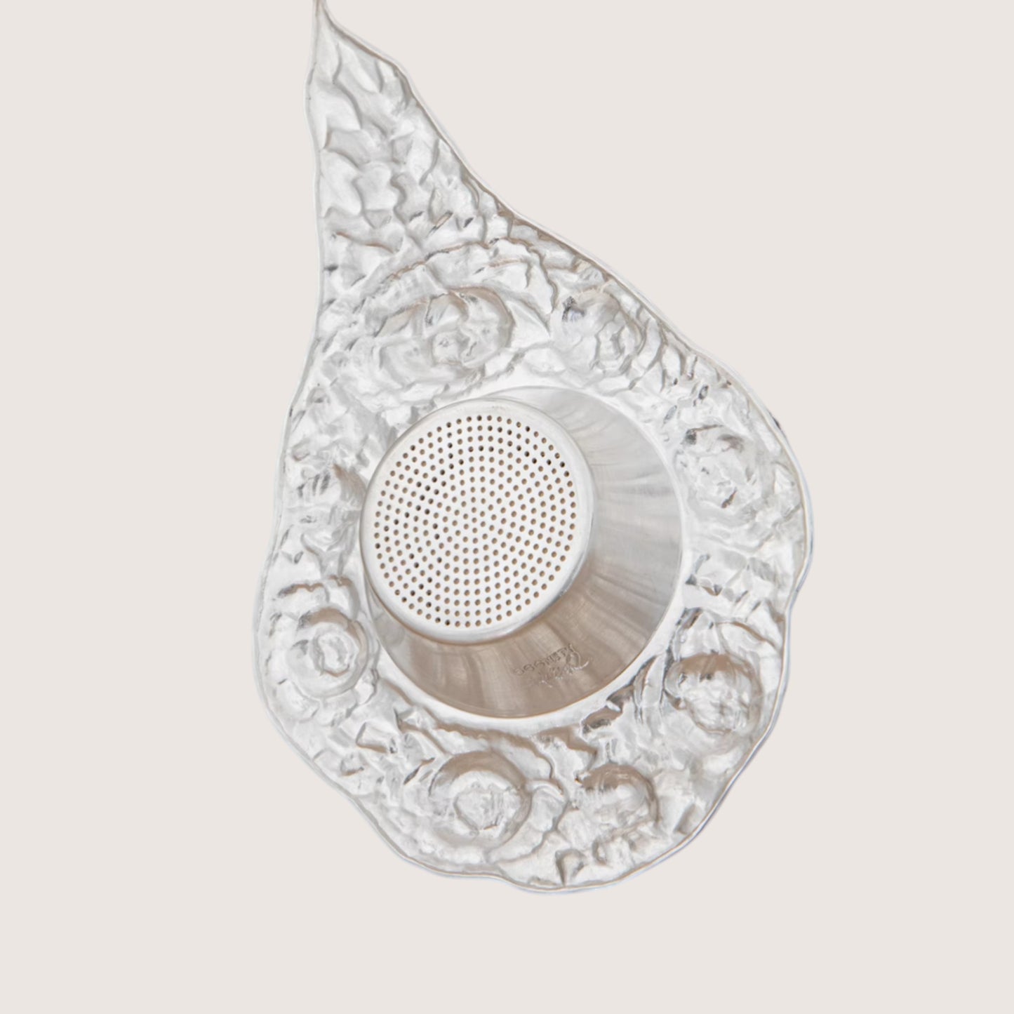 s999 Fine Silver Peony Flower Tea Strainer Hand-engraved Base Set