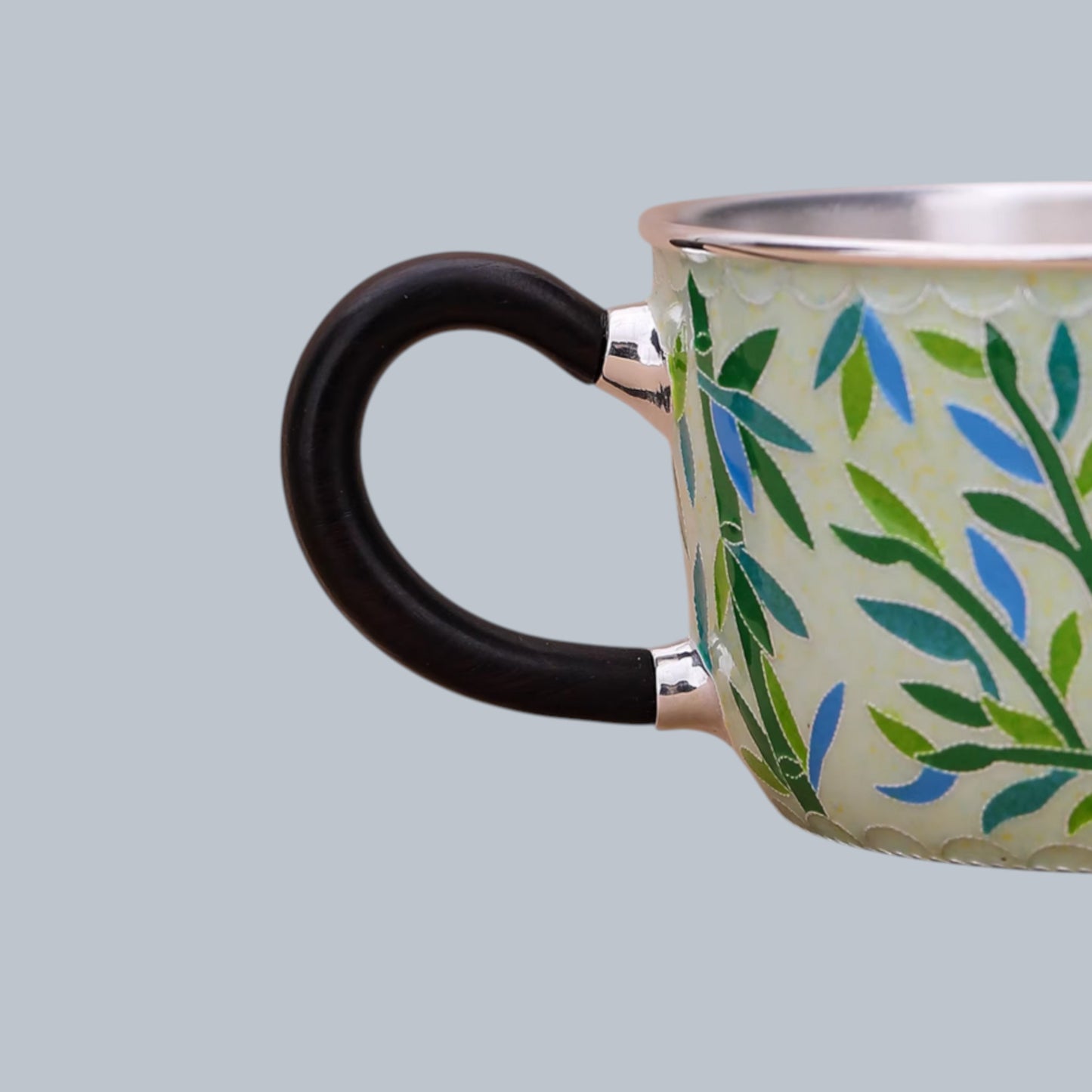 s999 Fine Silver Panda Mug Handmade Cloisonné Small Teacup Coffee Cup