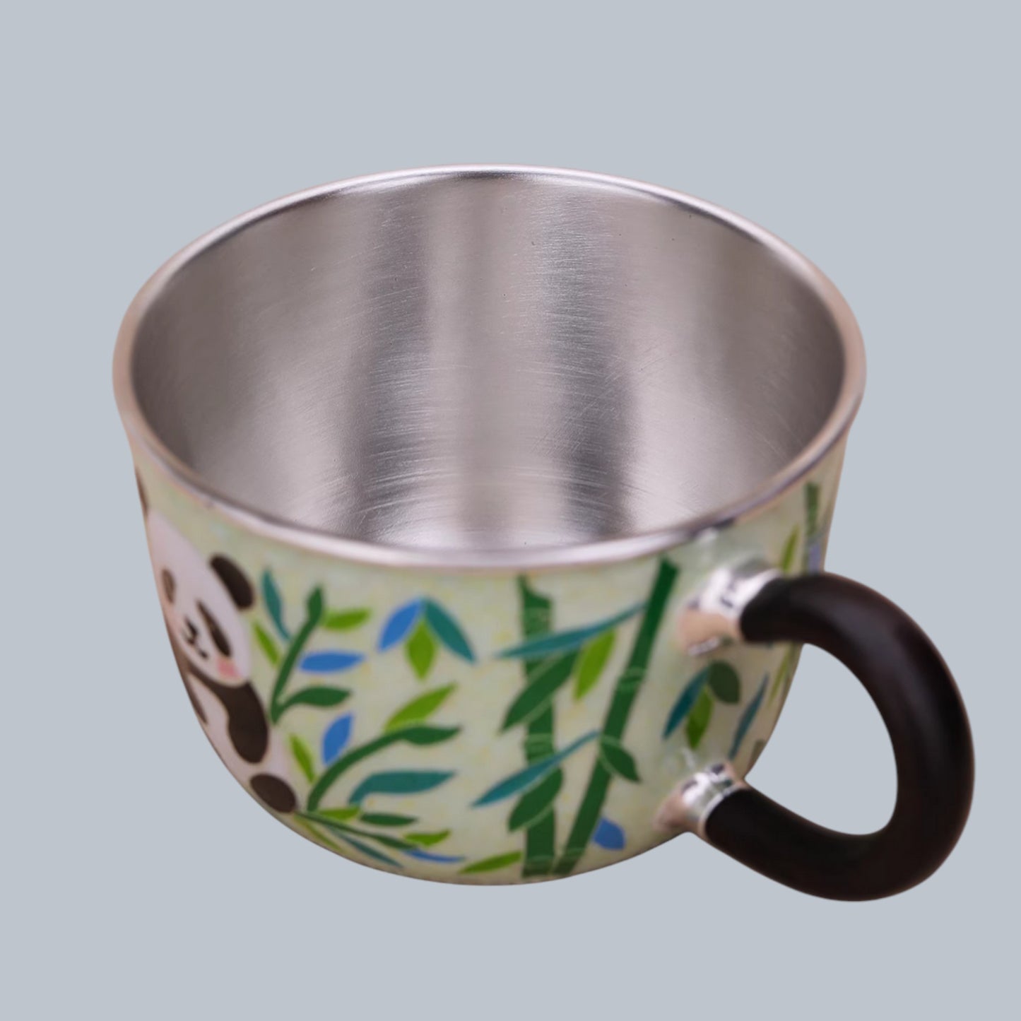 s999 Fine Silver Panda Mug Handmade Cloisonné Small Teacup Coffee Cup