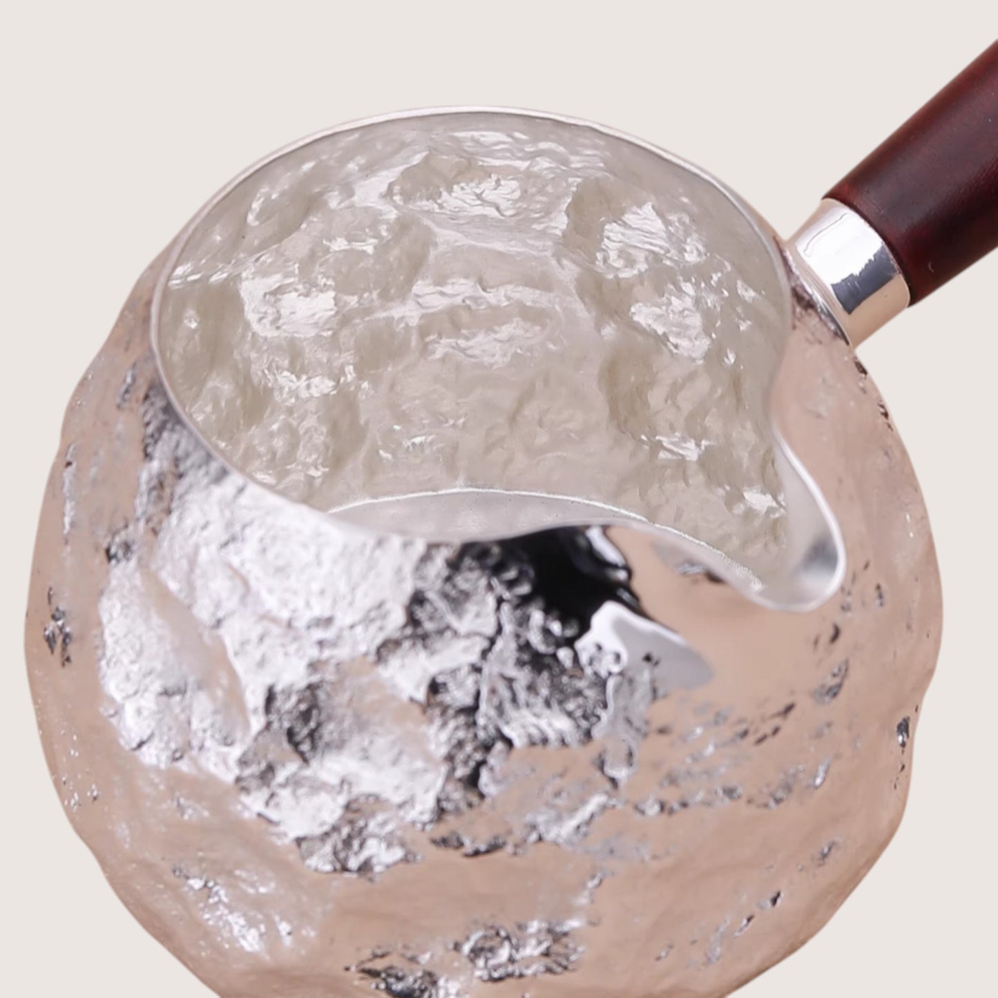 s999 Fine Silver Rock-texture Side-handled Fairness Pitcher Minimalist Brazier Tea Kettle