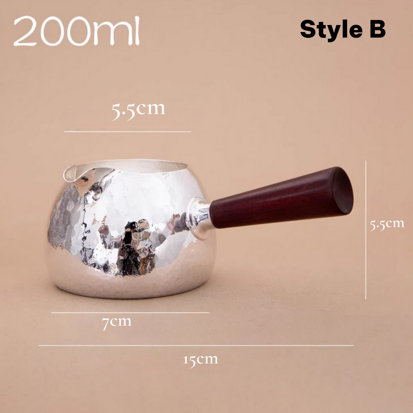 s999 Fine Silver Rock-texture Side-handled Fairness Pitcher Minimalist Brazier Tea Kettle