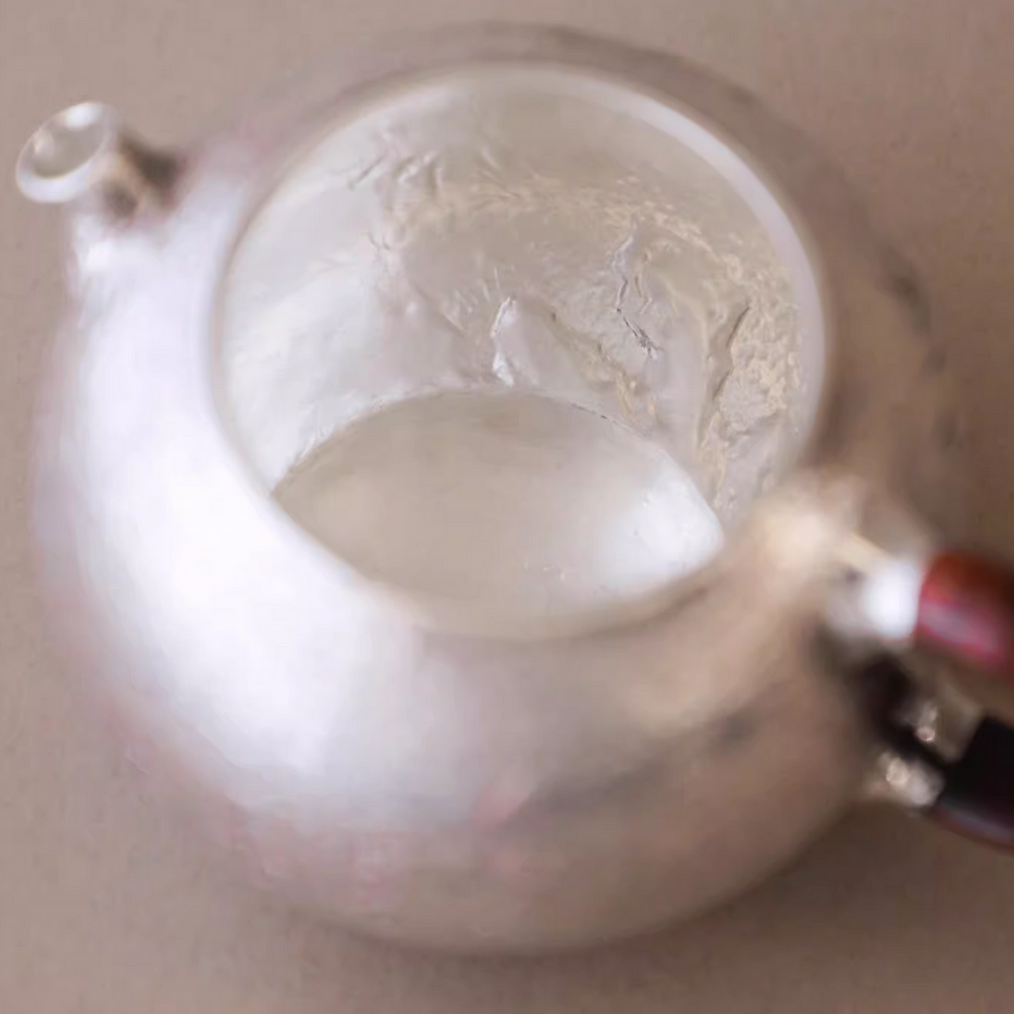 s999 Fine Silver Bamboo handle Minimalist Tea Kettle Pot