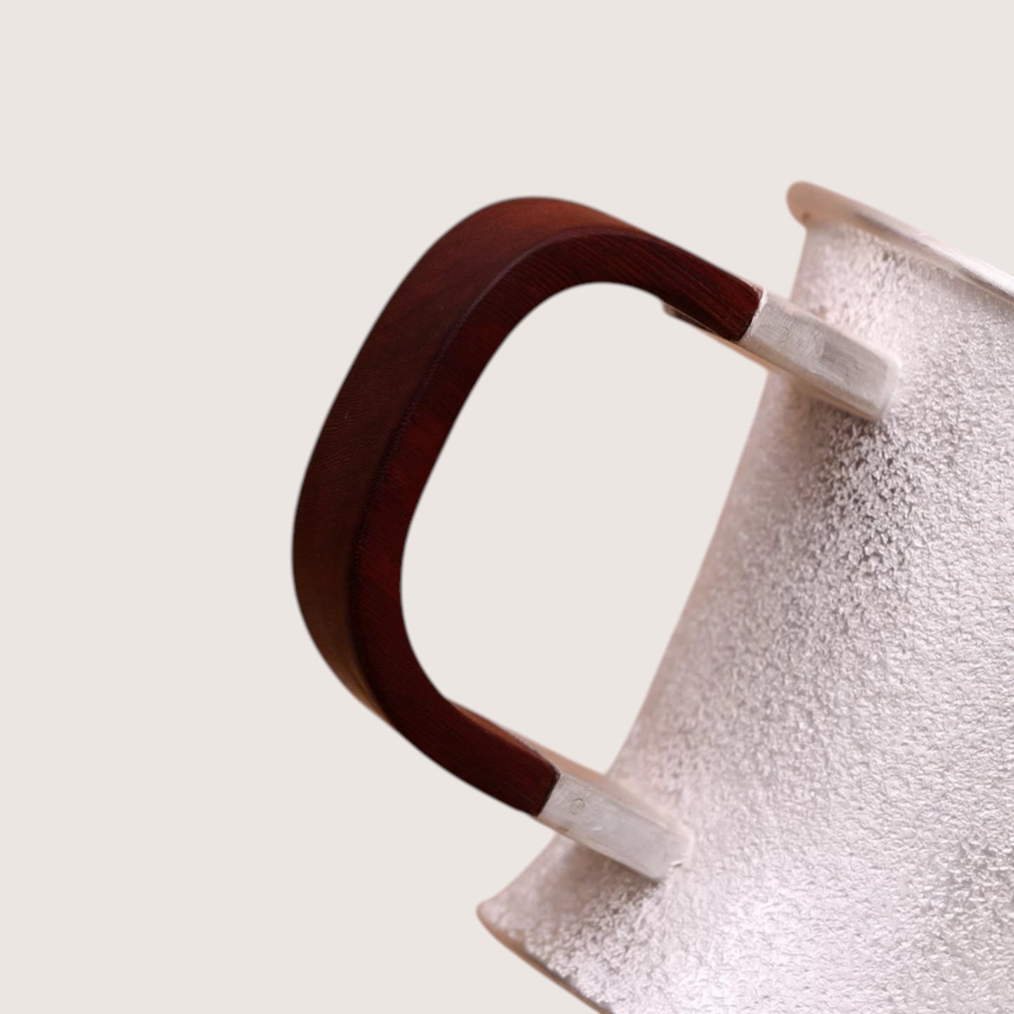s999 Handmade fine silver matte ‘Goldfinch’ Mug Sandalwood Handle Suitable for tea, coffee