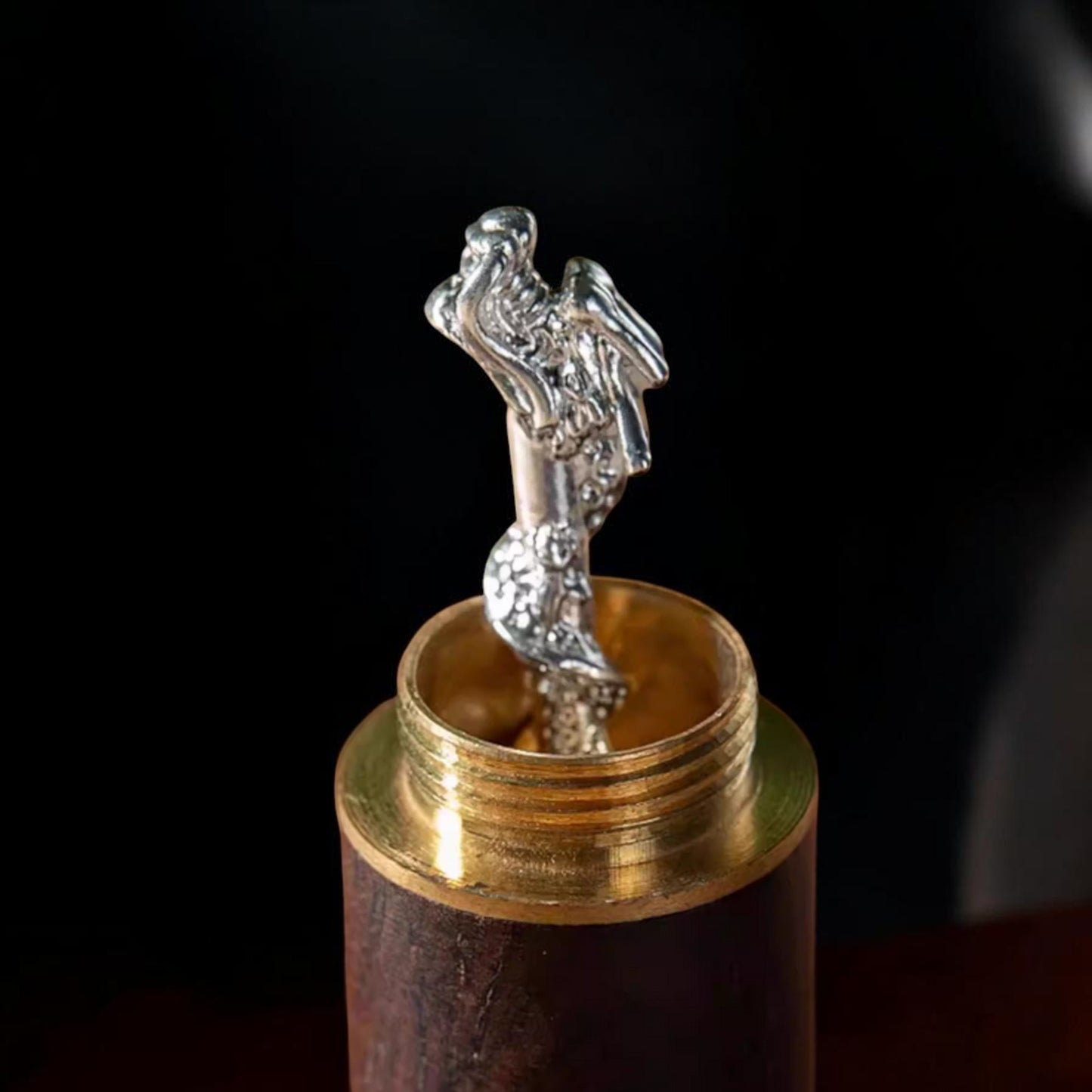S999 Fine Silver Handcrafted Dragon and Snake Toothpick Reusable Fruit Skewer