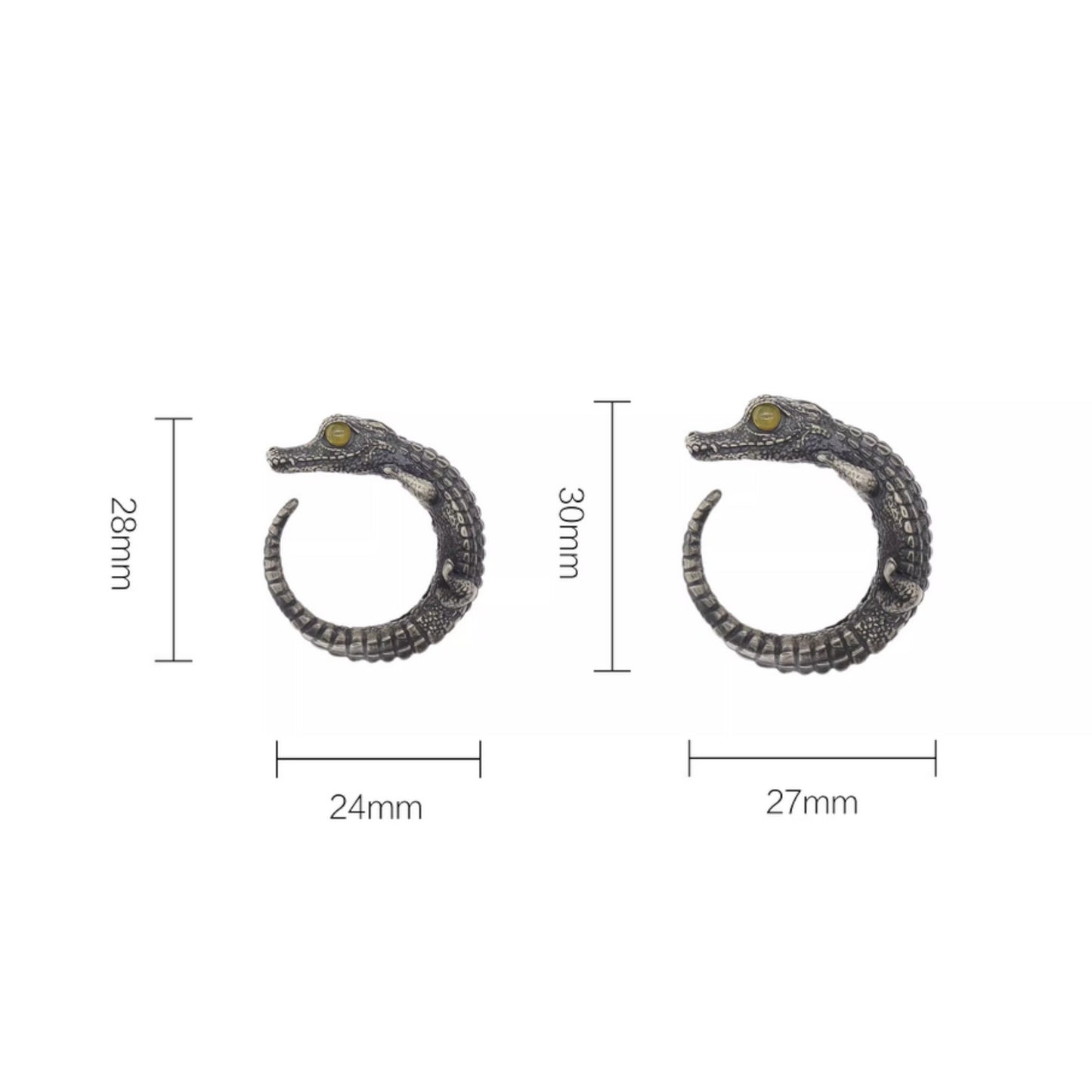 s925 Sterling Silver Vintage Crocodile Reptile Open Ring