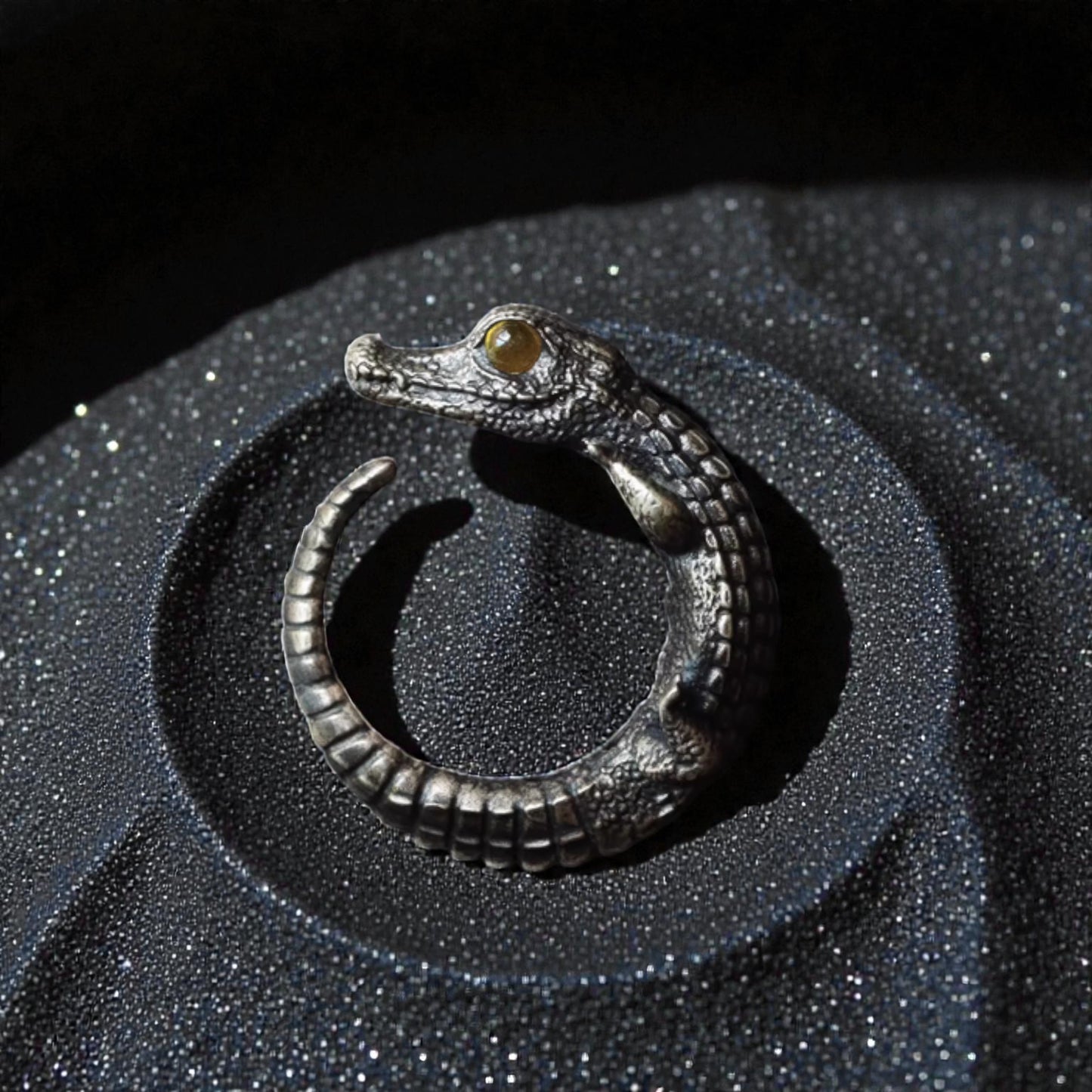 s925 Sterling Silver Vintage Crocodile Reptile Open Ring