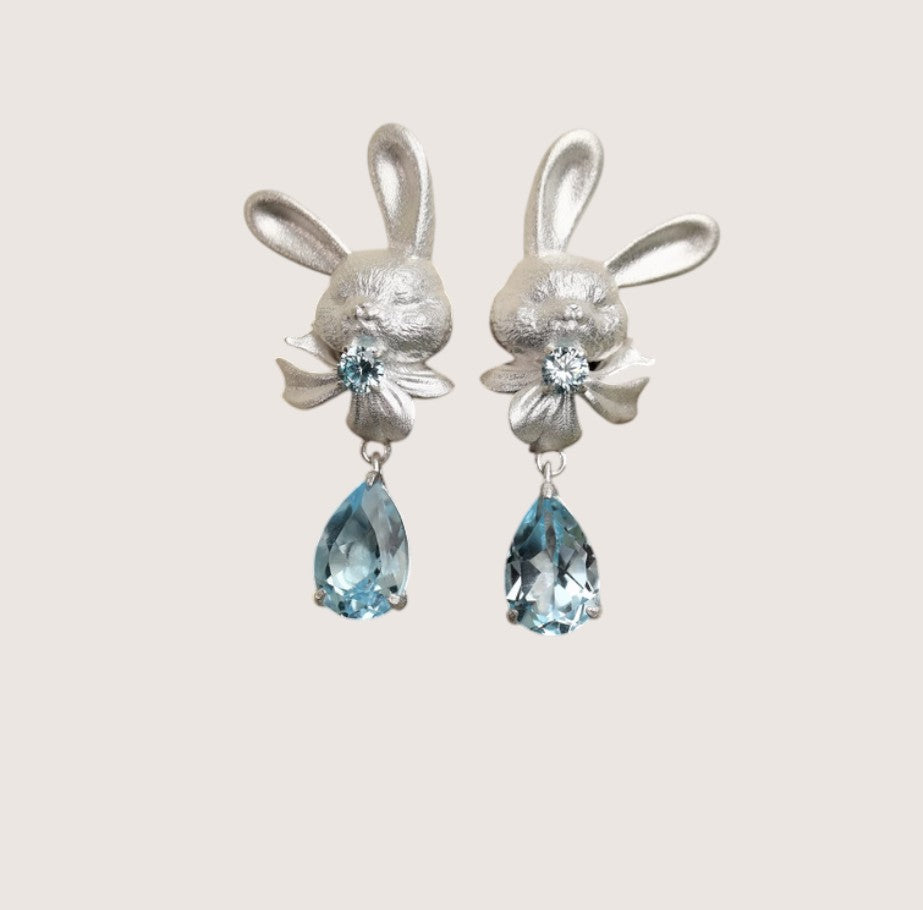 s925 Sterling Silver Cute Bunny Rabbit Stud Earrings