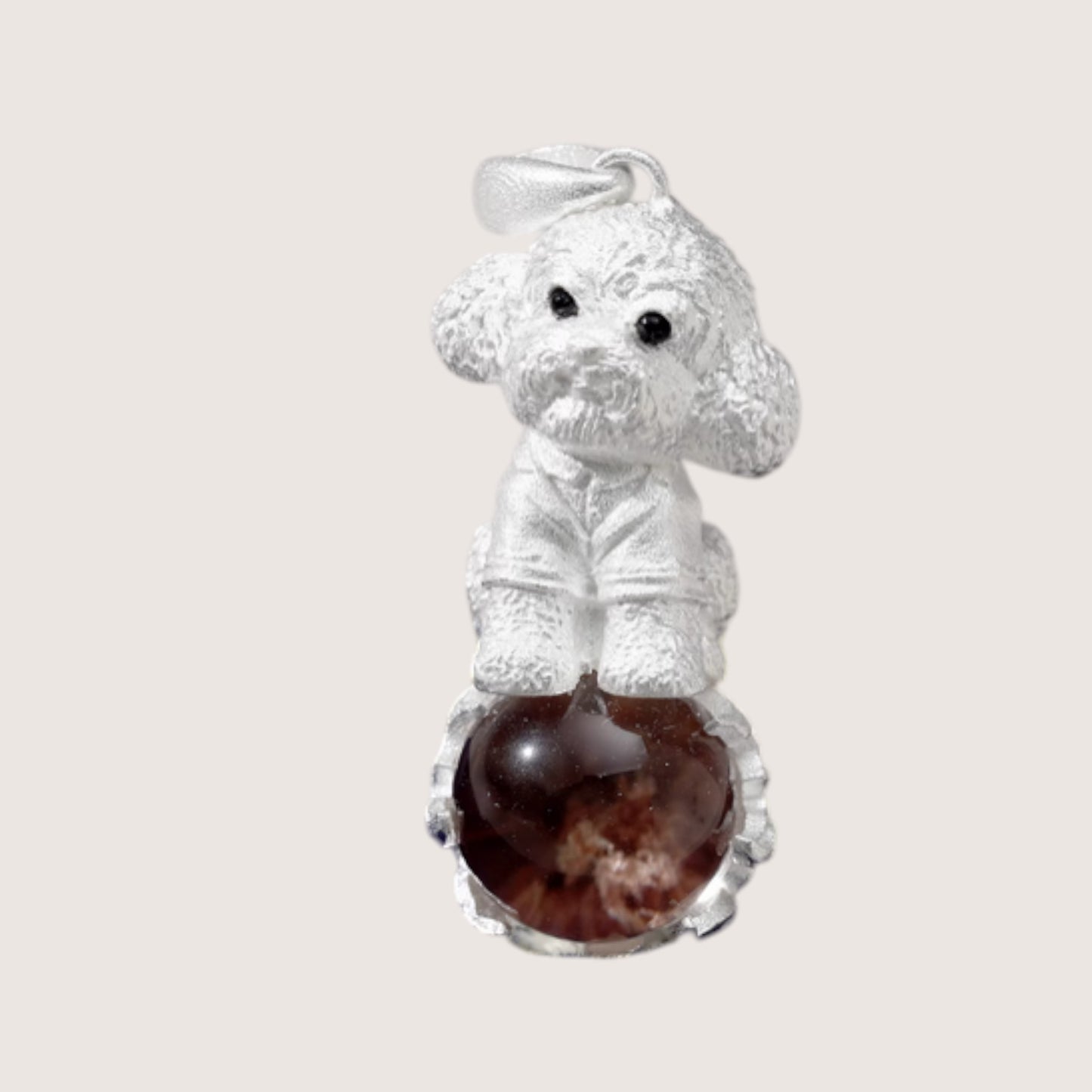 s925 Sterling Silver Teddy Dog Cute Puppy Pendant Necklace