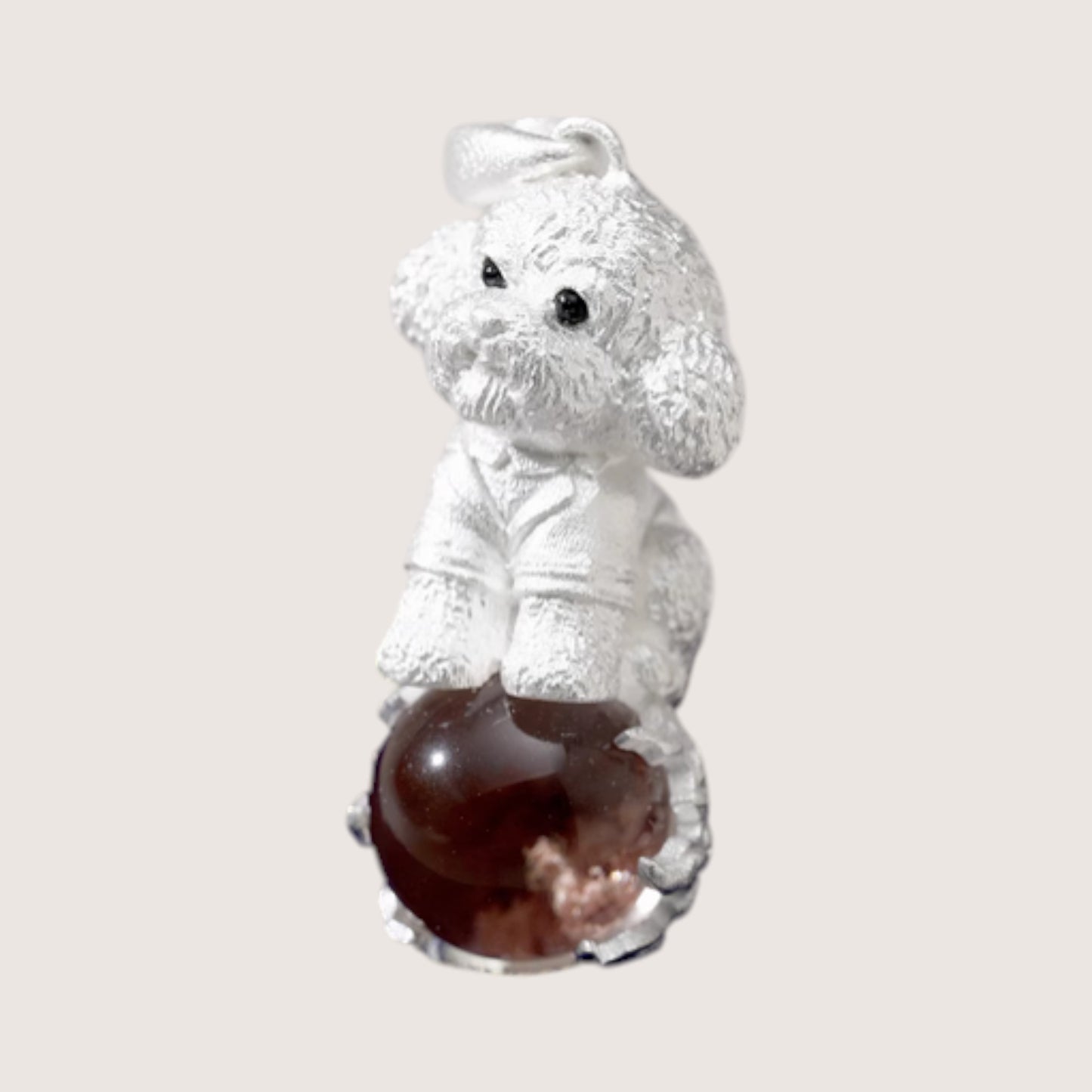 s925 Sterling Silver Teddy Dog Cute Puppy Pendant Necklace