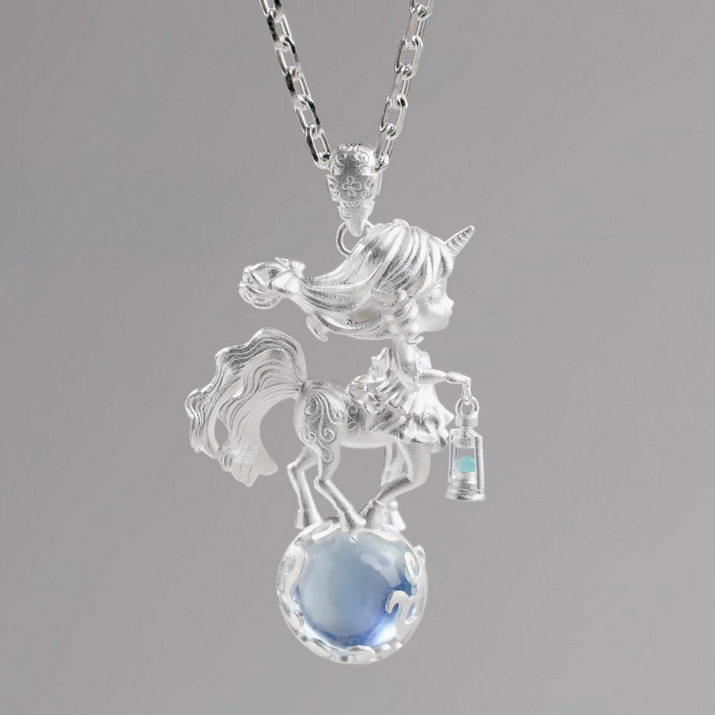 s925 Sterling Silver Fairytale Unicorn Fairy Pendant Necklace