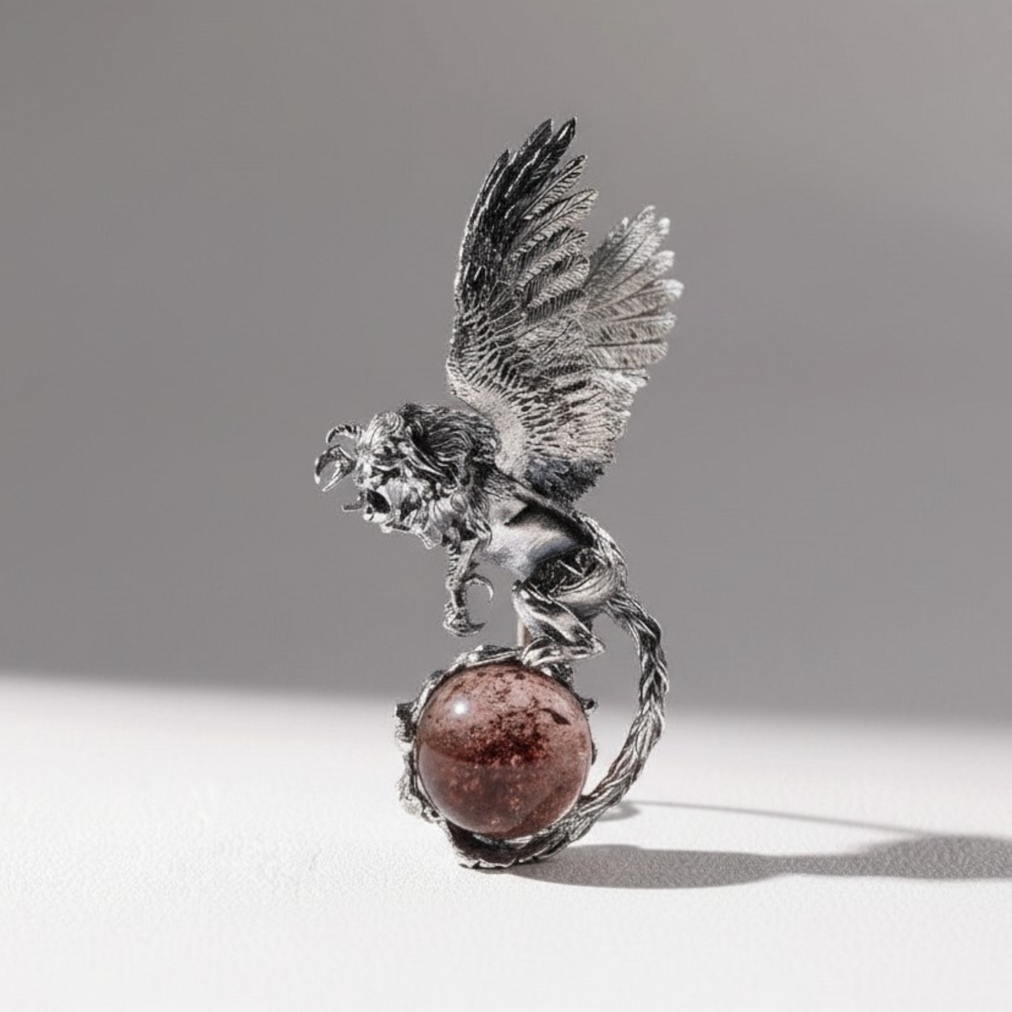 s925 Sterling Silver Vintage Style Mythical Creature Lion Bird Wings Pendant