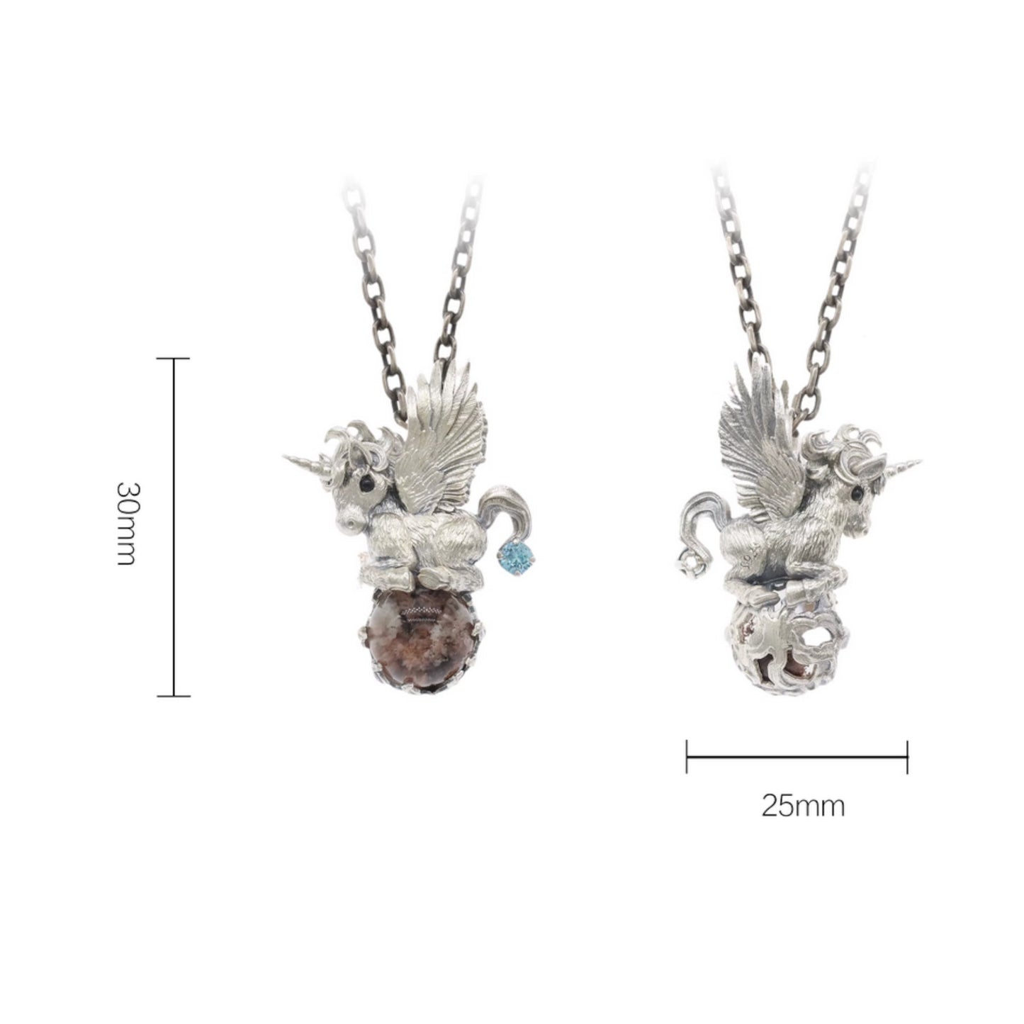 s925 Sterling Silver Fairytale Cute Unicorn Crystal Pendant
