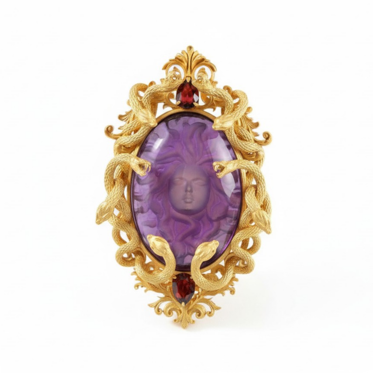 s925 Sterling Silver Sterling silver Amethyst Medusa Mirror Pendant