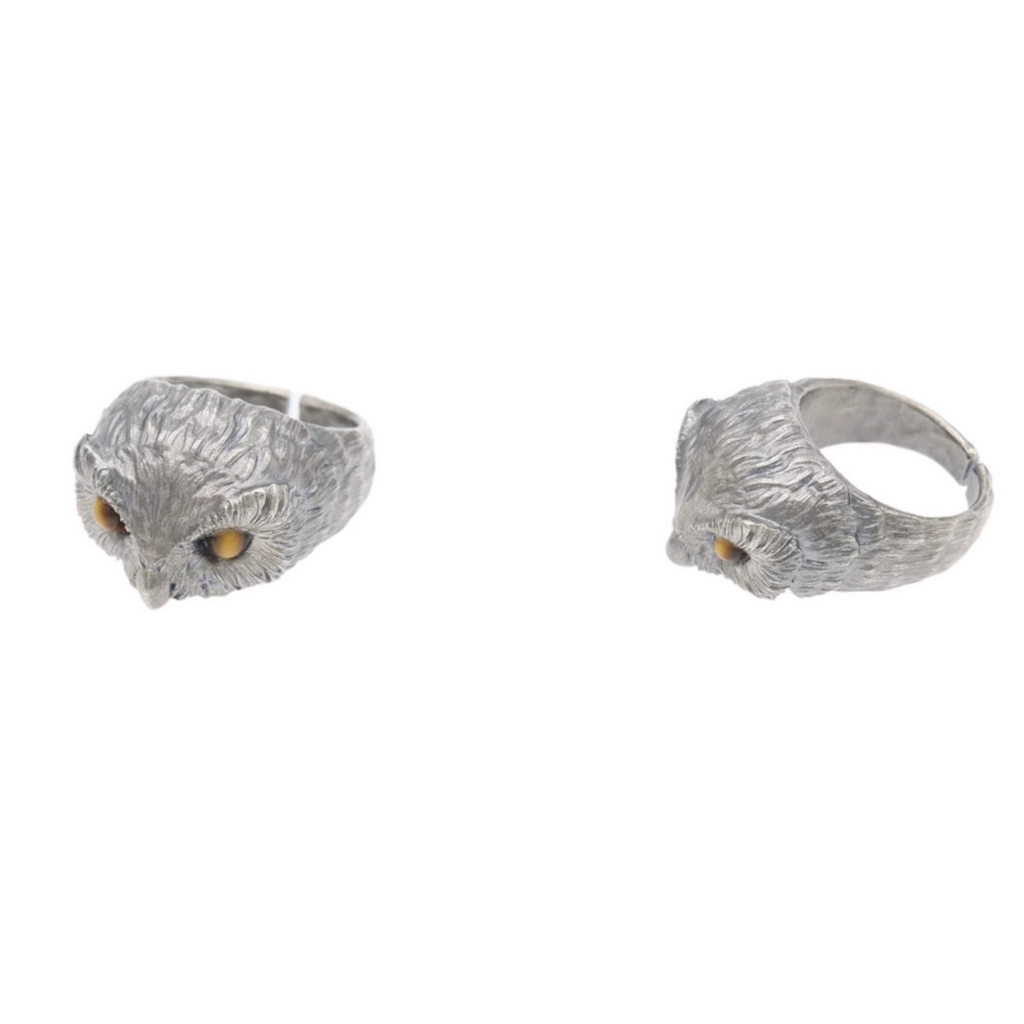 s925 Sterling Silver Unique Tiger's Eye Owl Ring