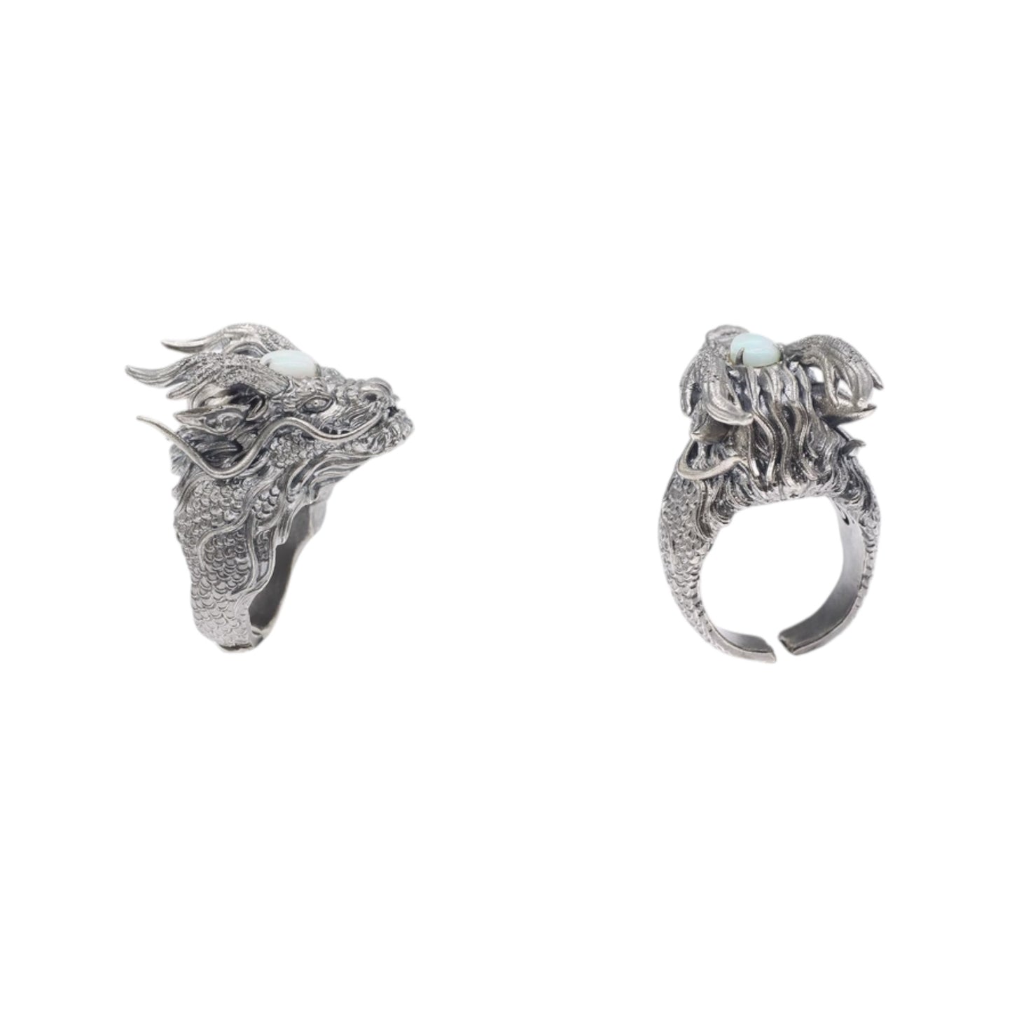 s925 Sterling Silver Unique Opal Dragon Ring