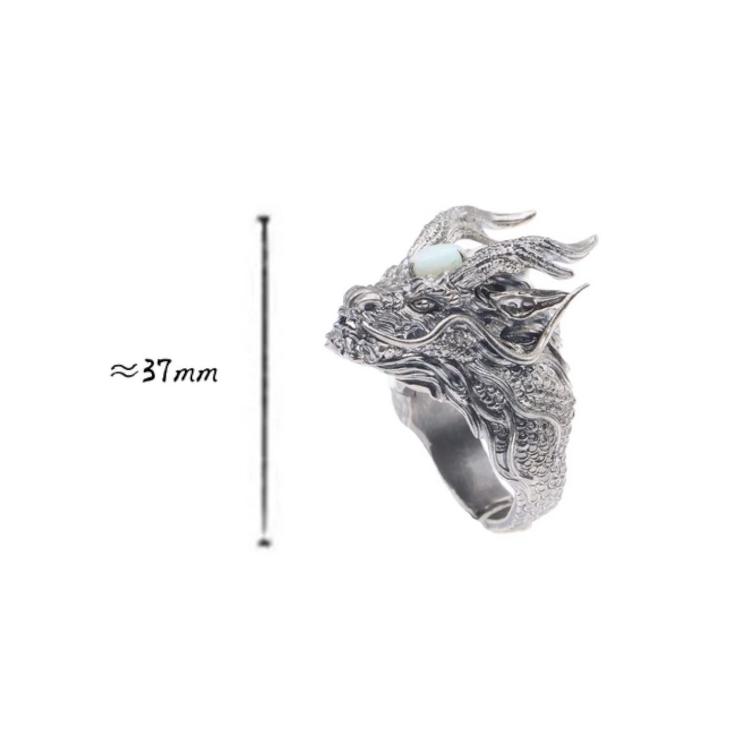 s925 Sterling Silver Unique Opal Dragon Ring