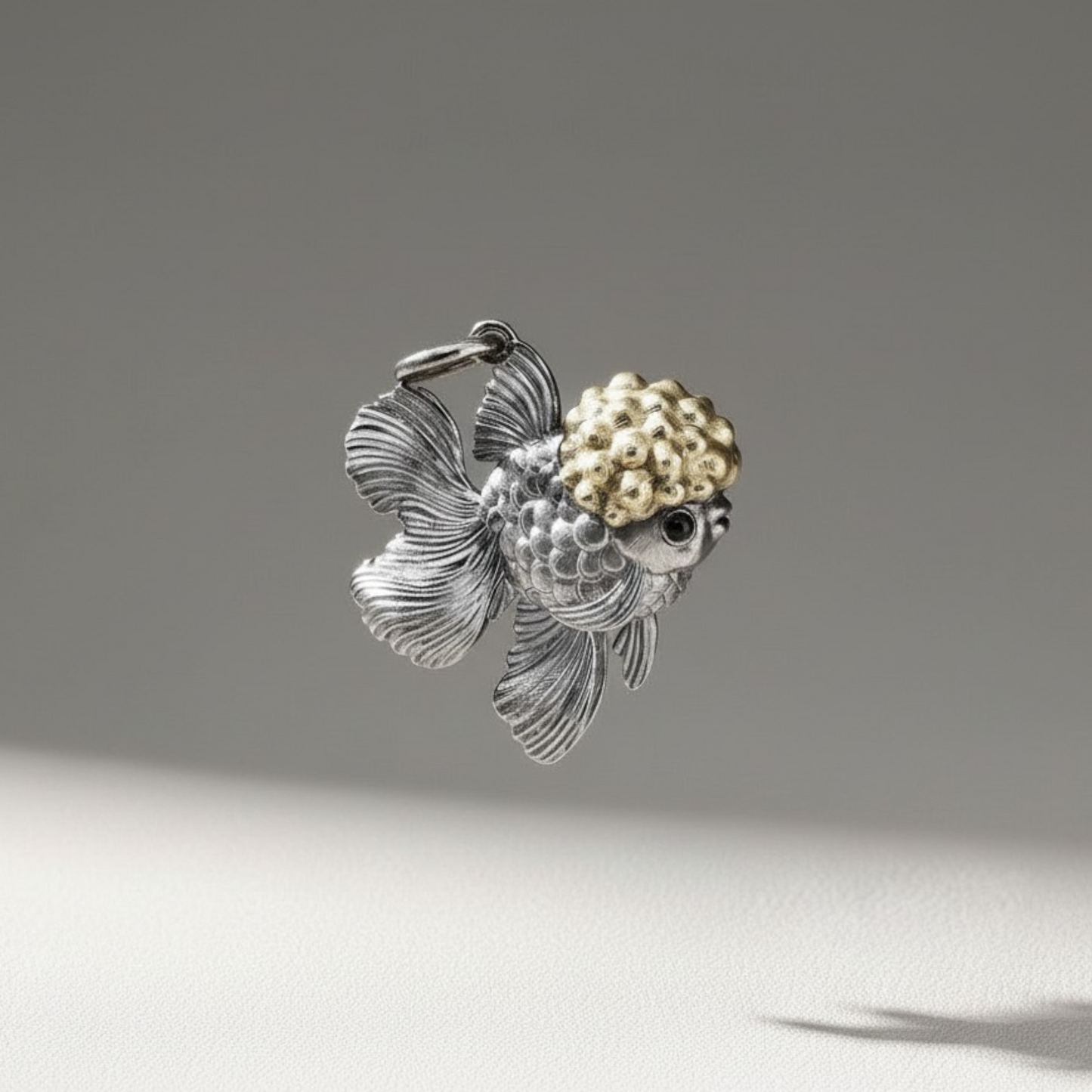 s925 Sterling Silver Vintage Ruyi GoldFish Fish Pendant and Necklace