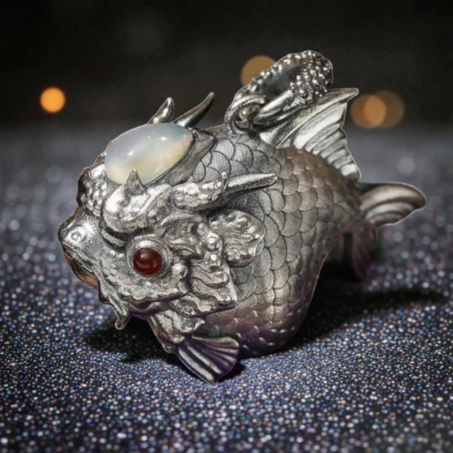 s925 Sterling Silver Opal Koi Fish Lucky Pendant and Necklace