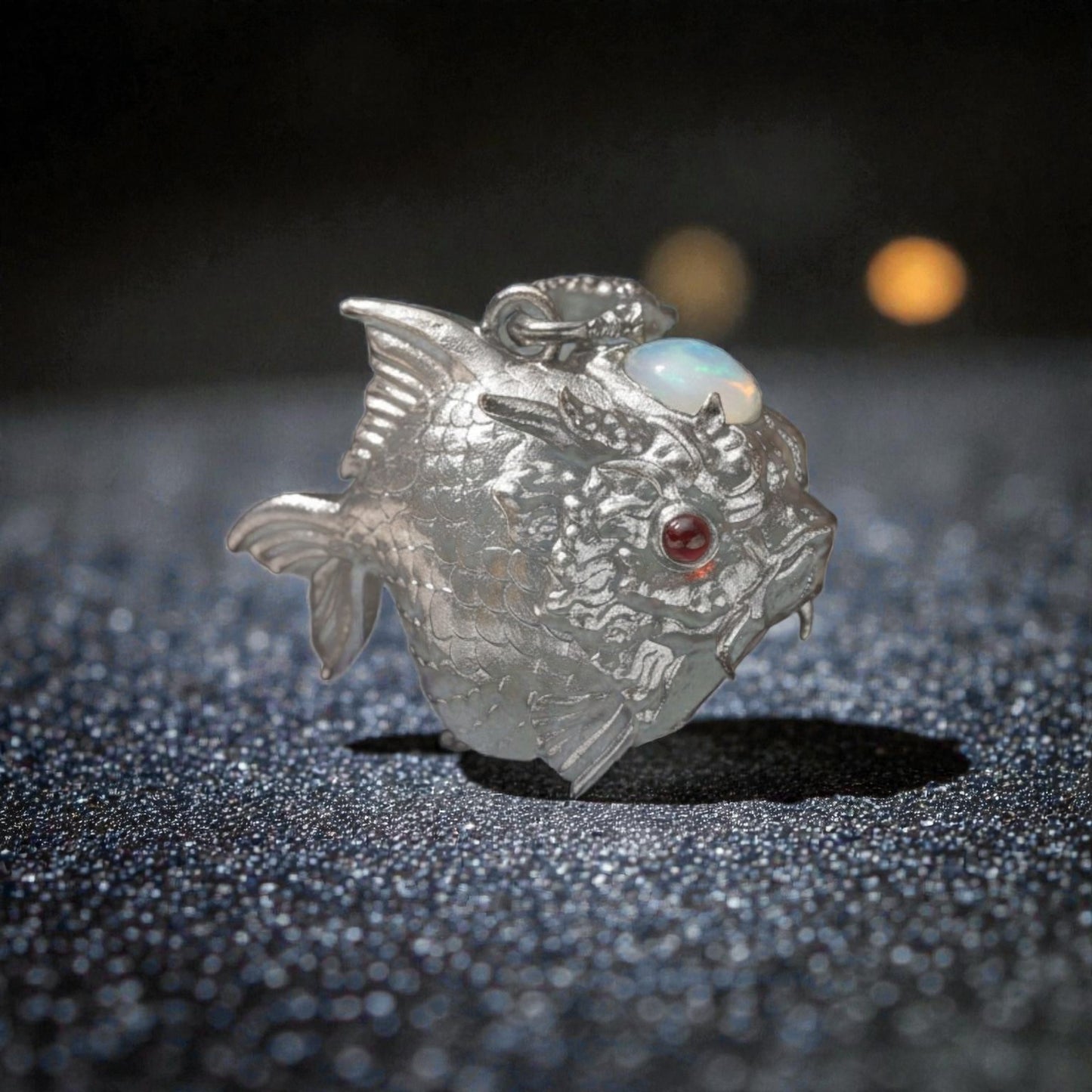s925 Sterling Silver Opal Koi Fish Lucky Pendant and Necklace