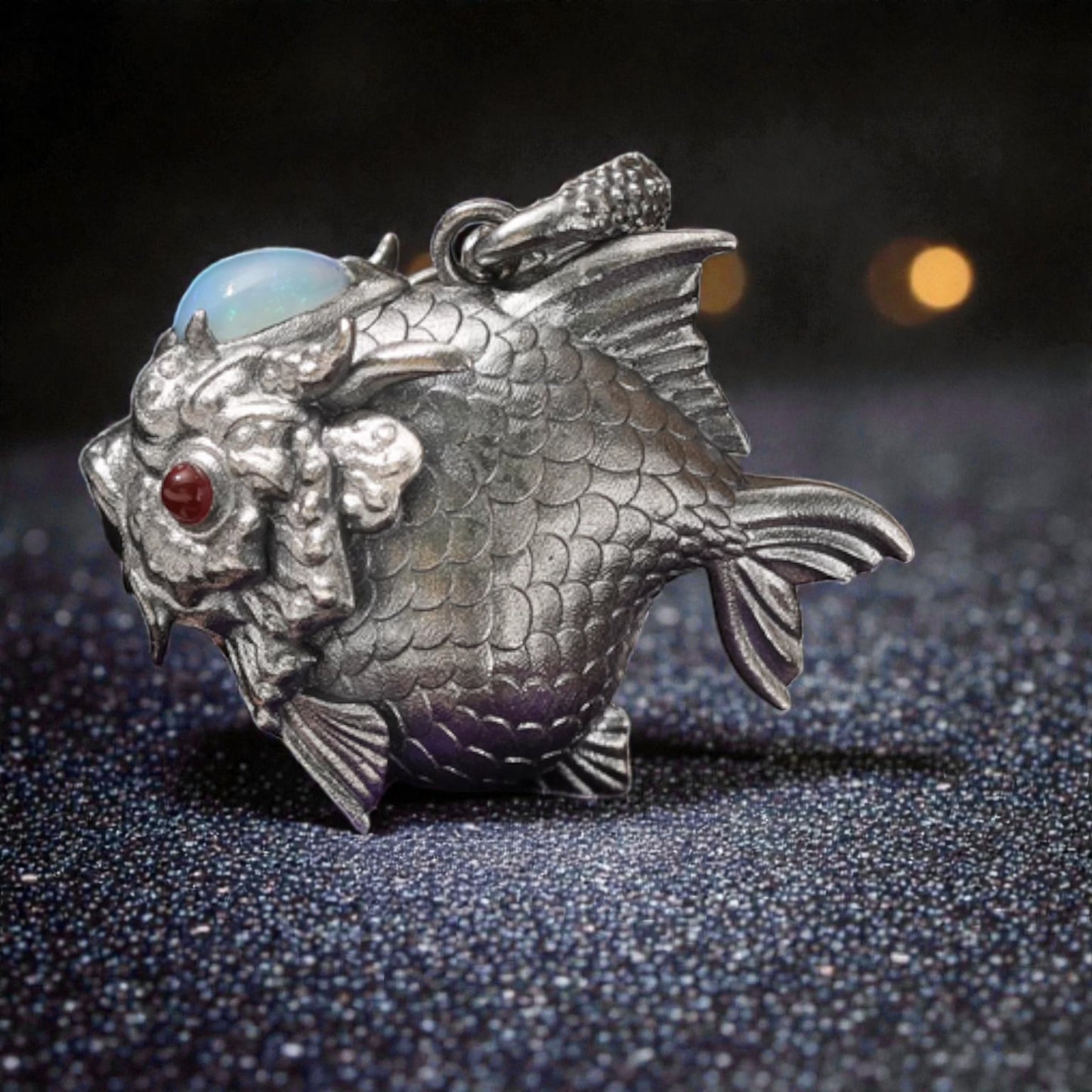 s925 Sterling Silver Opal Koi Fish Lucky Pendant and Necklace